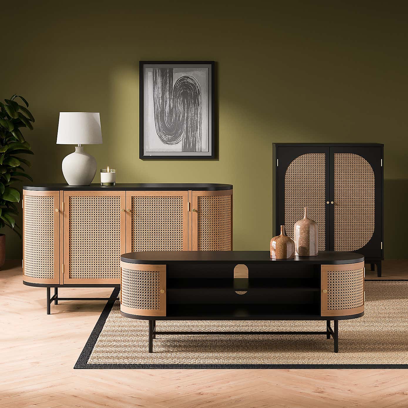 Franco Curve Small Cabinet Black