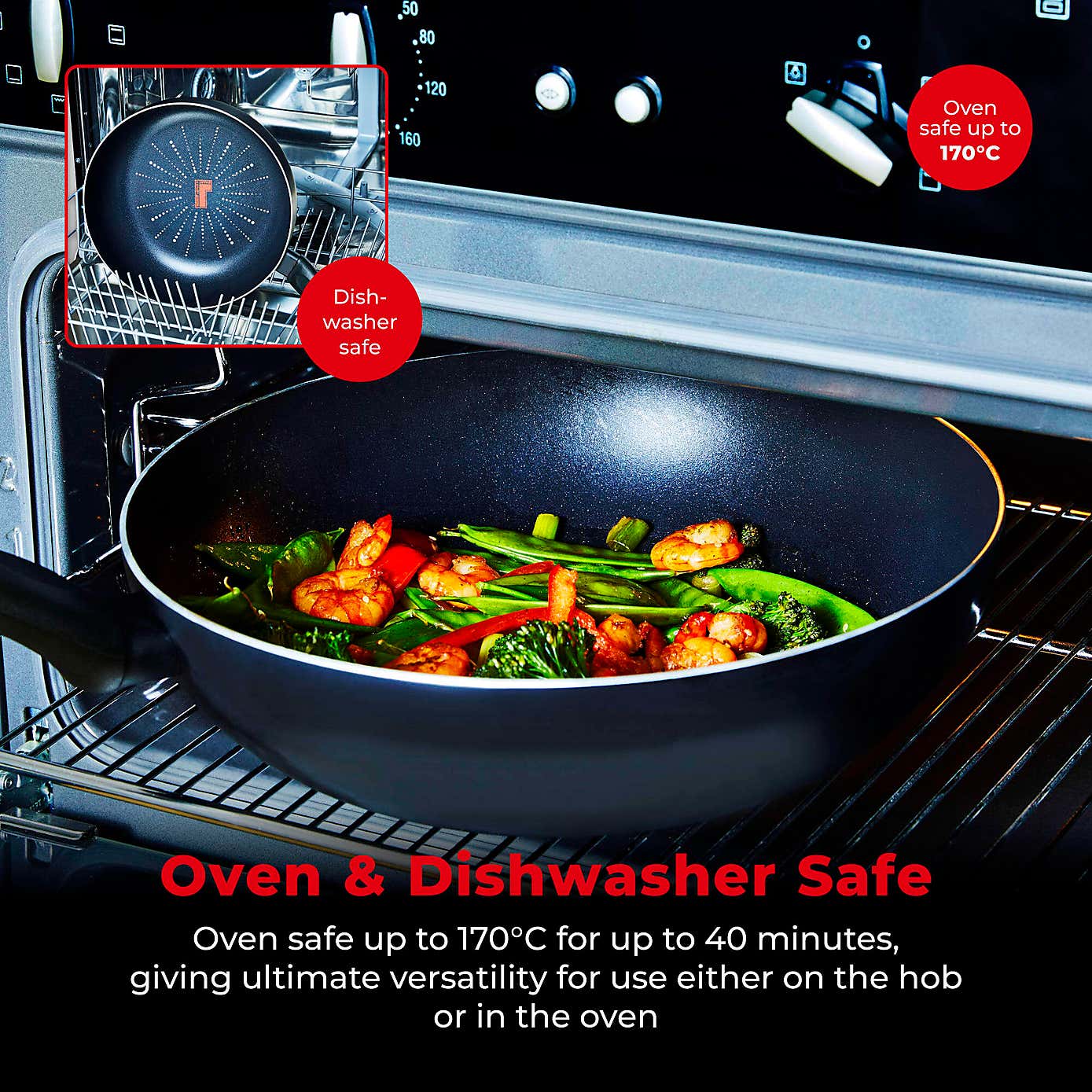 Tower Smart Start Classic Non-Stick Aluminium Wok, 28cm