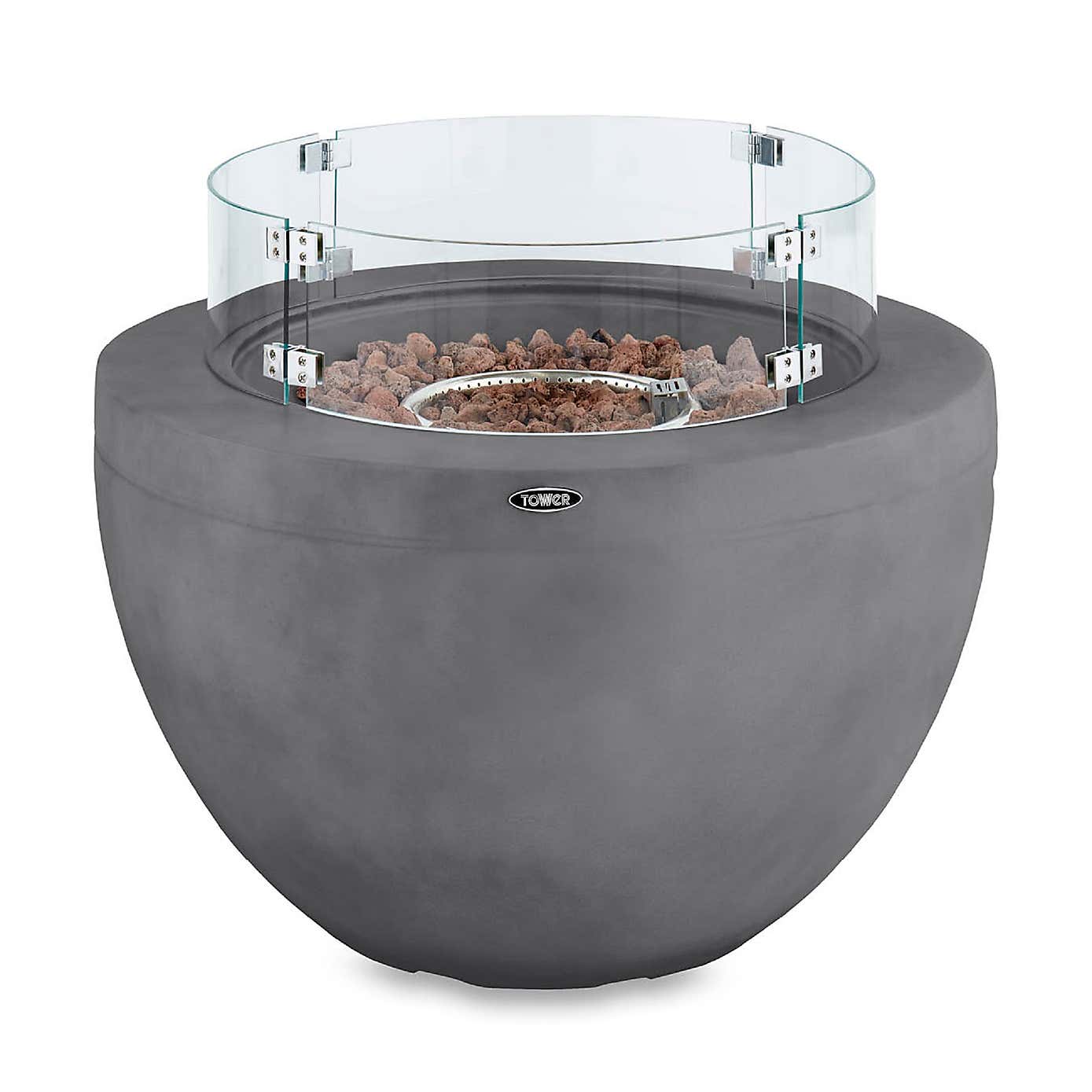 Tower Magna Round Gas Fire Pit, Grey