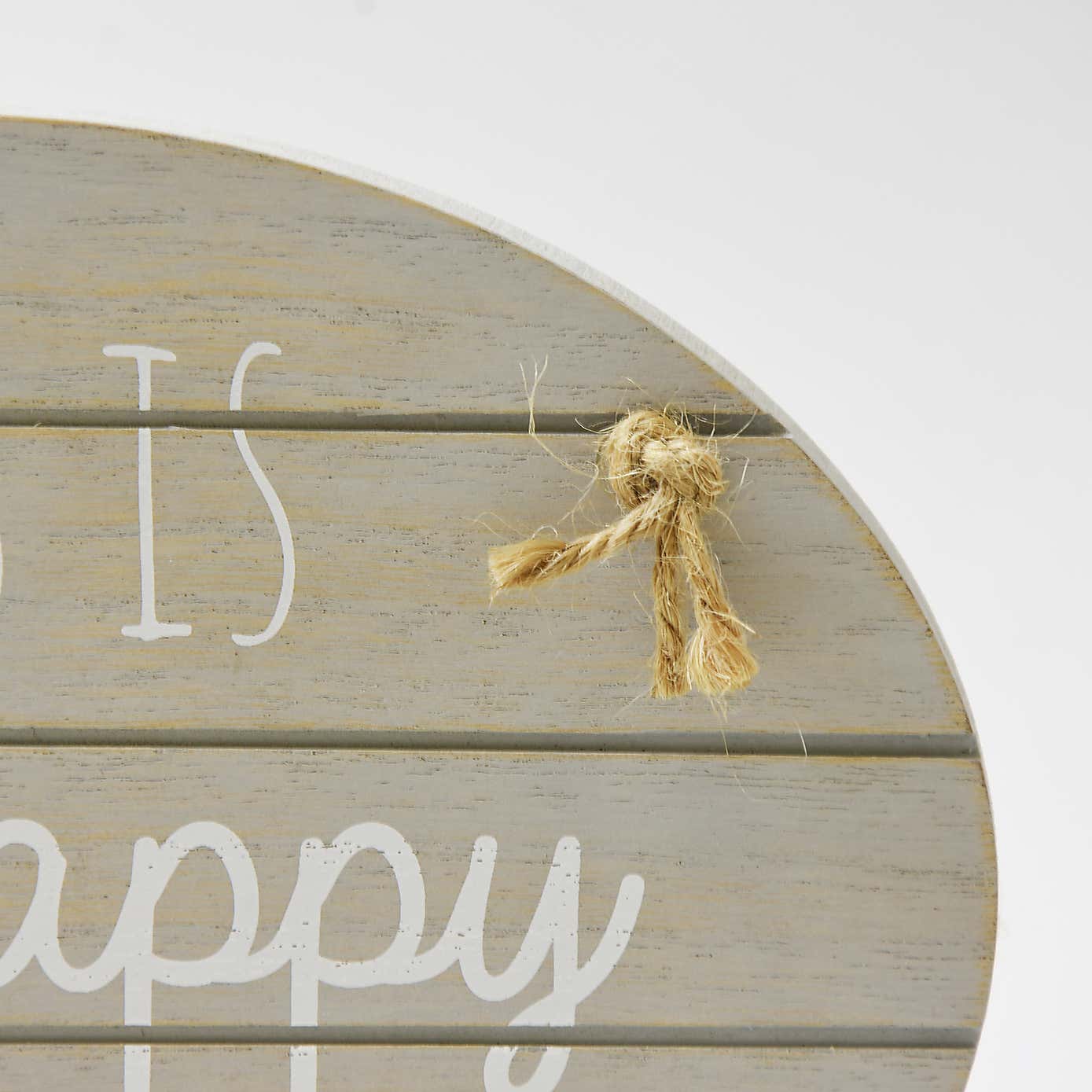 Grey Happy Place Hanging Plaque