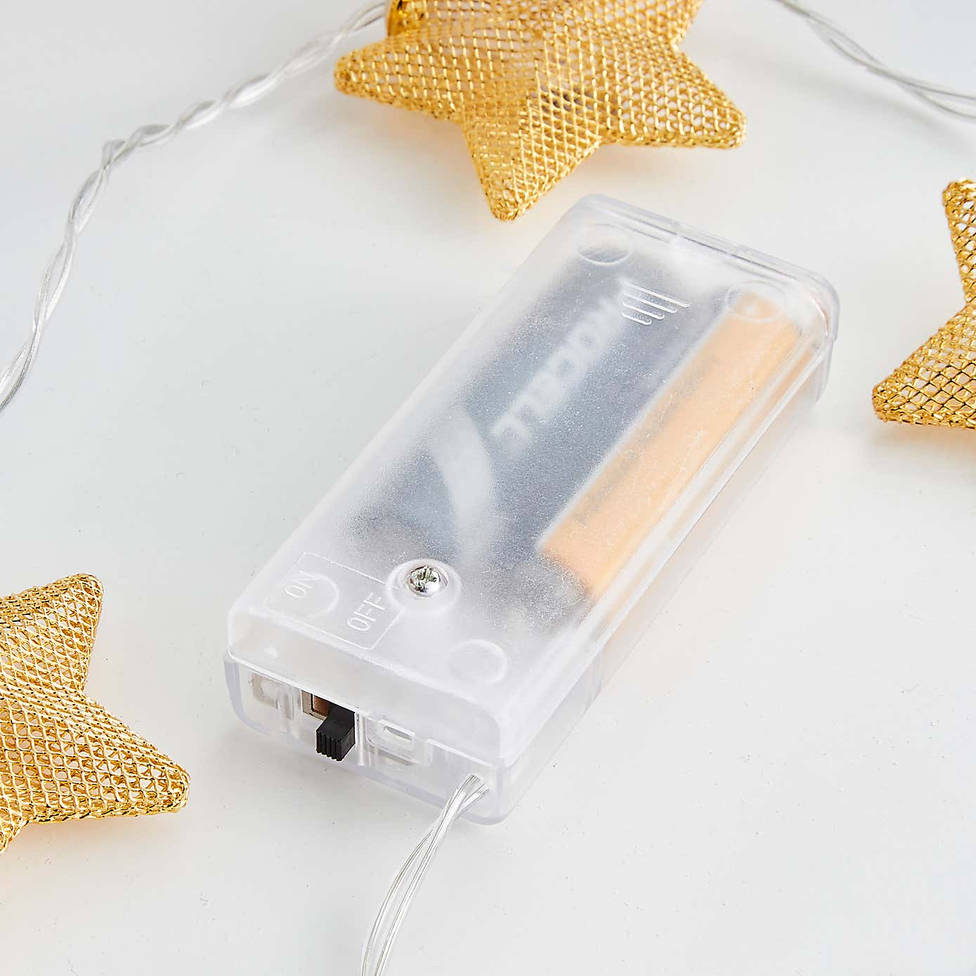 Gold Metal Mesh Star LED String Lights