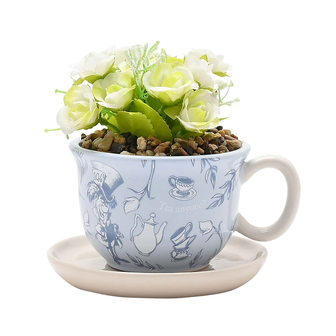 Artificial Flowers in Disney Alice in Wonderland Teacup Plant Pot