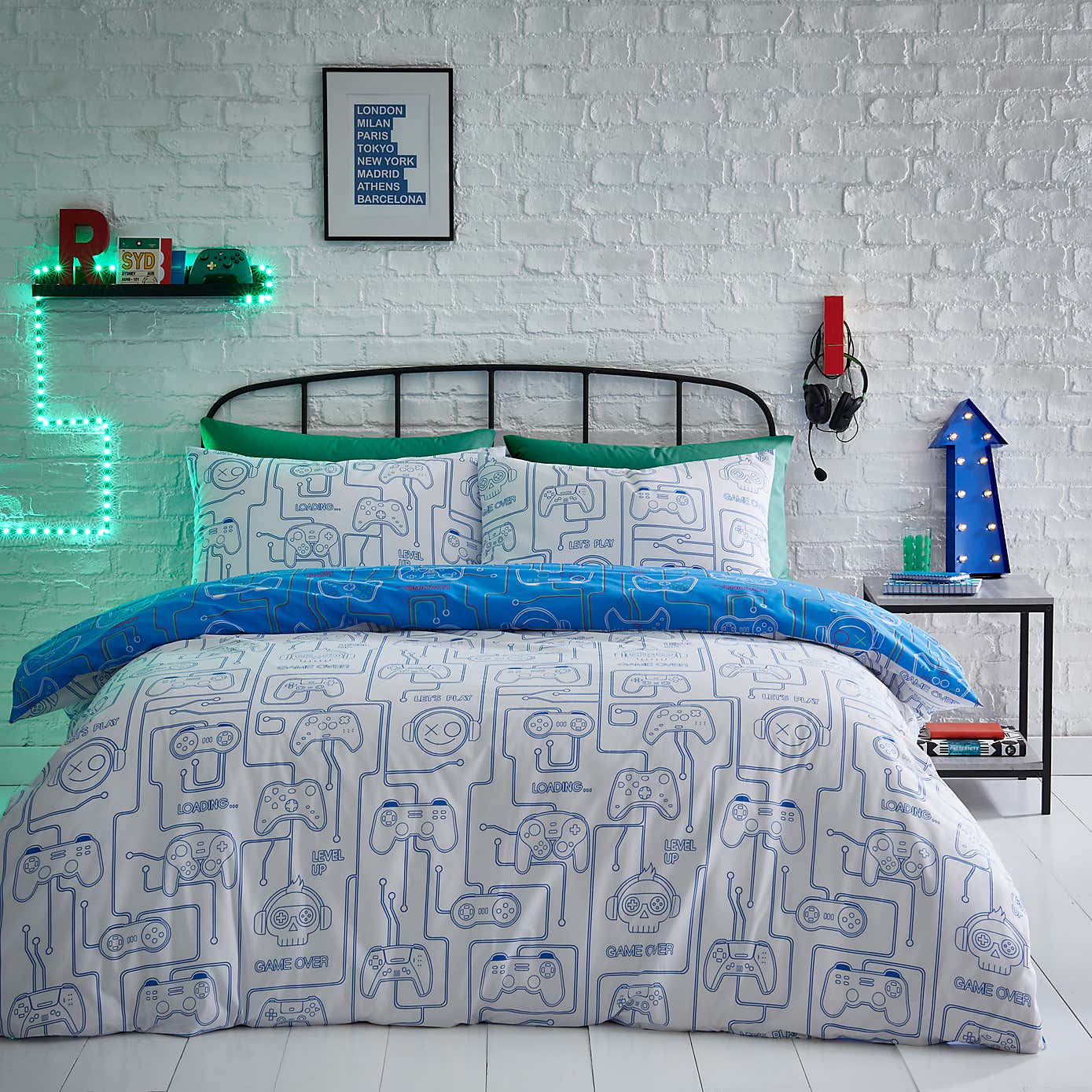 Gamer Reversible Duvet Cover and Pillowcase Set