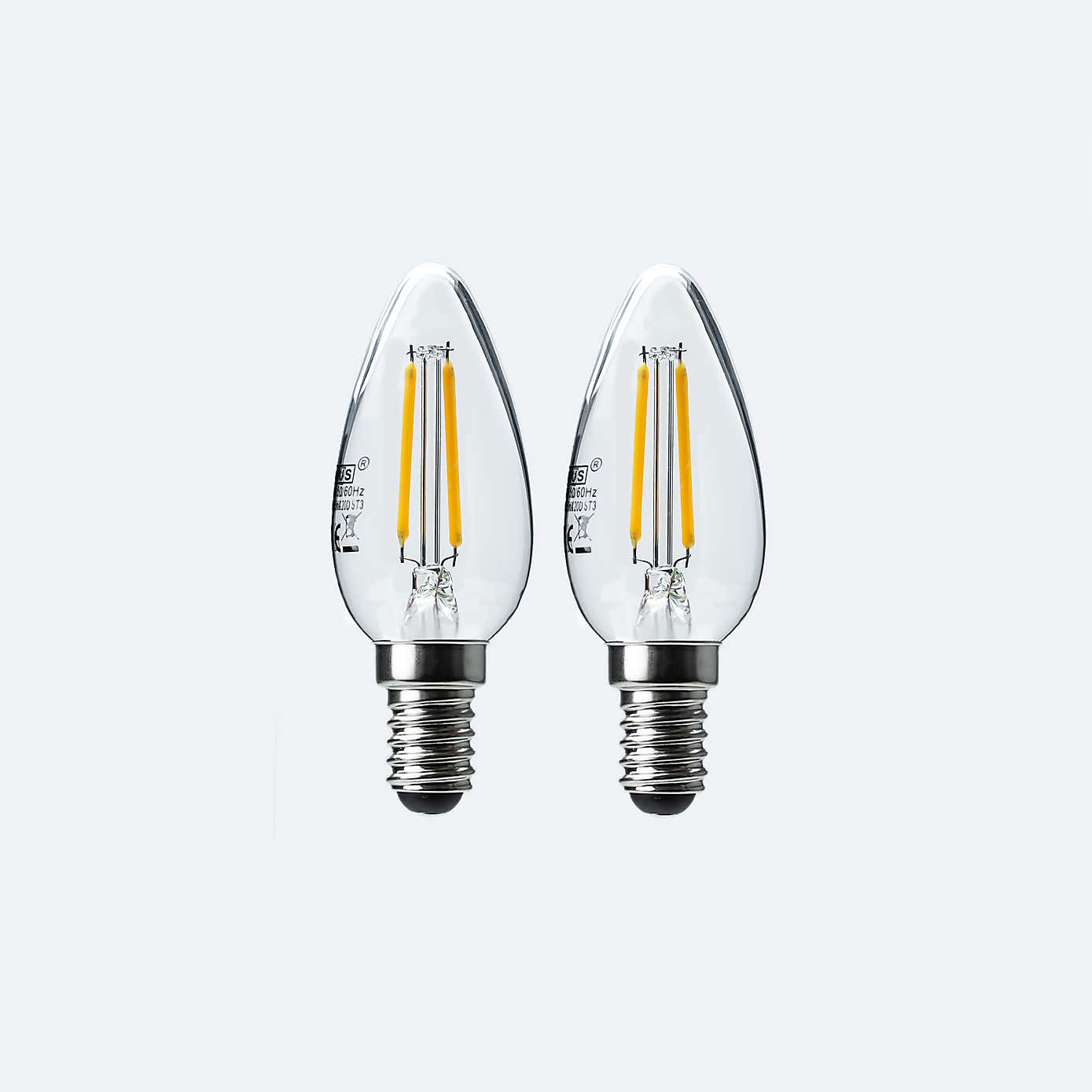 Status 2.5W Filament SES Candle Bulb 2 Pack
