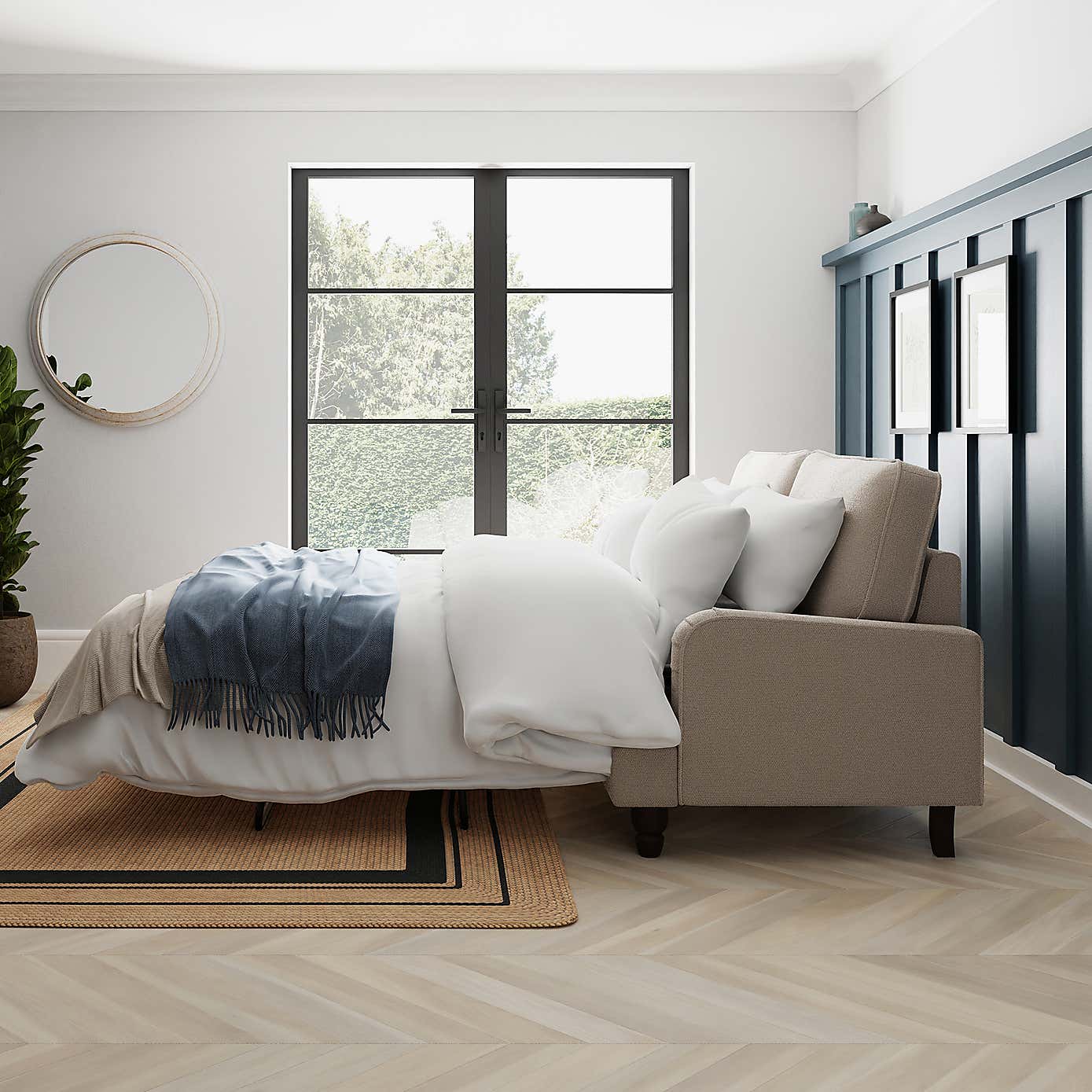 Beatrice Chunky Soft Chenille 3 Seater Double Sofa Bed