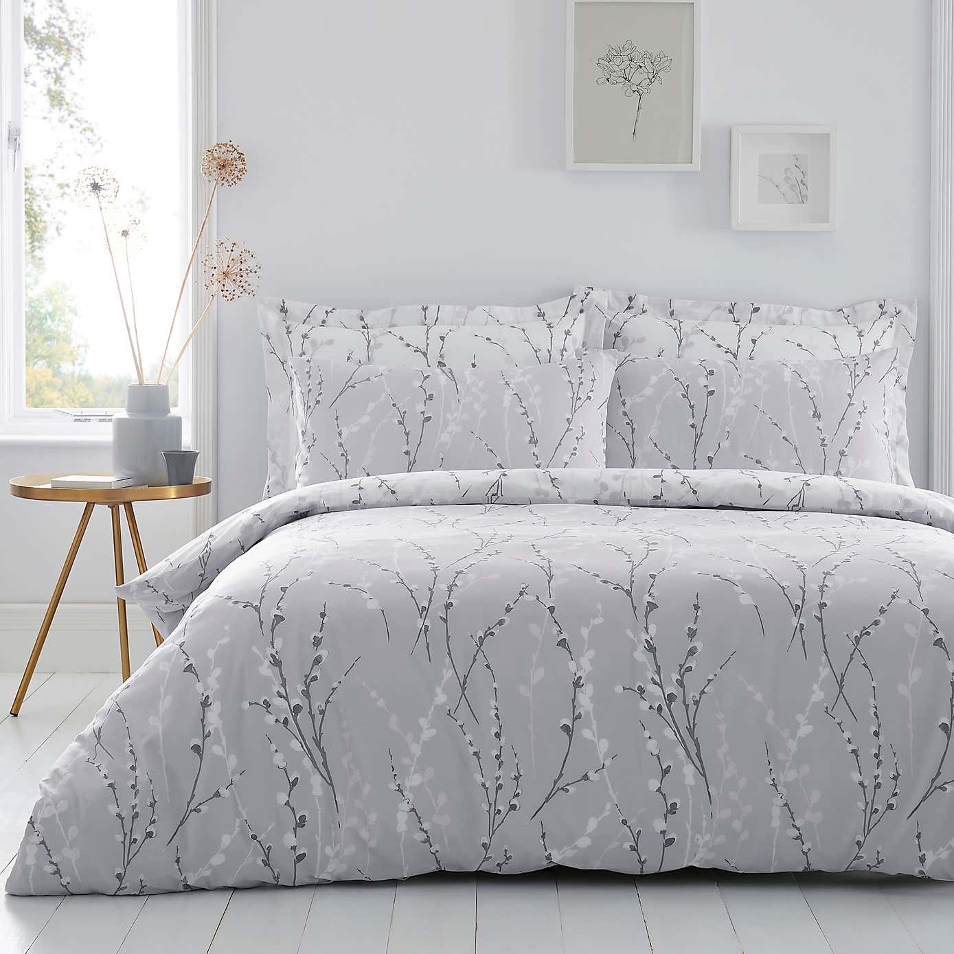 Belle Grey Standard Pillowcase Pair