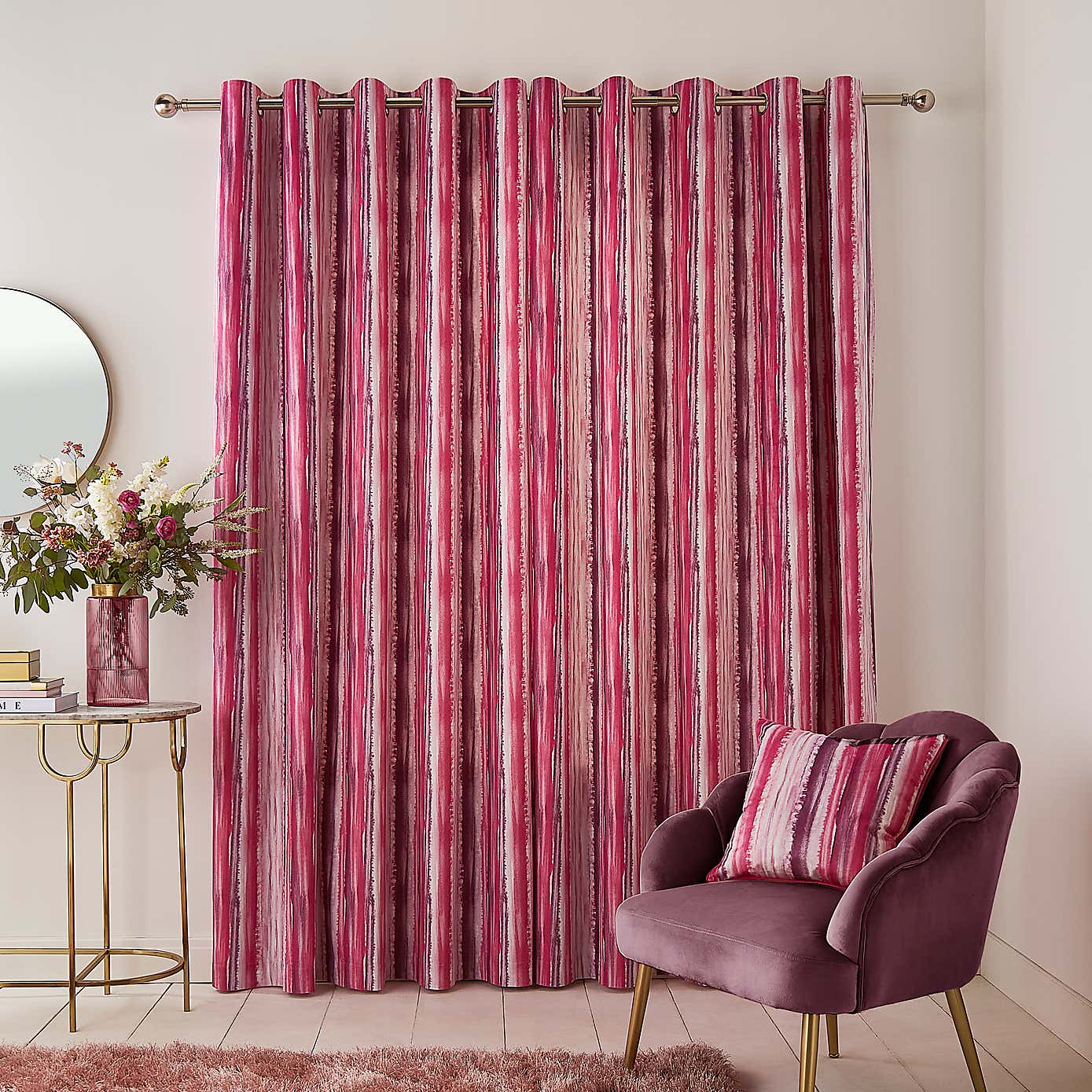 Watercolour Stripe Eyelet Curtains