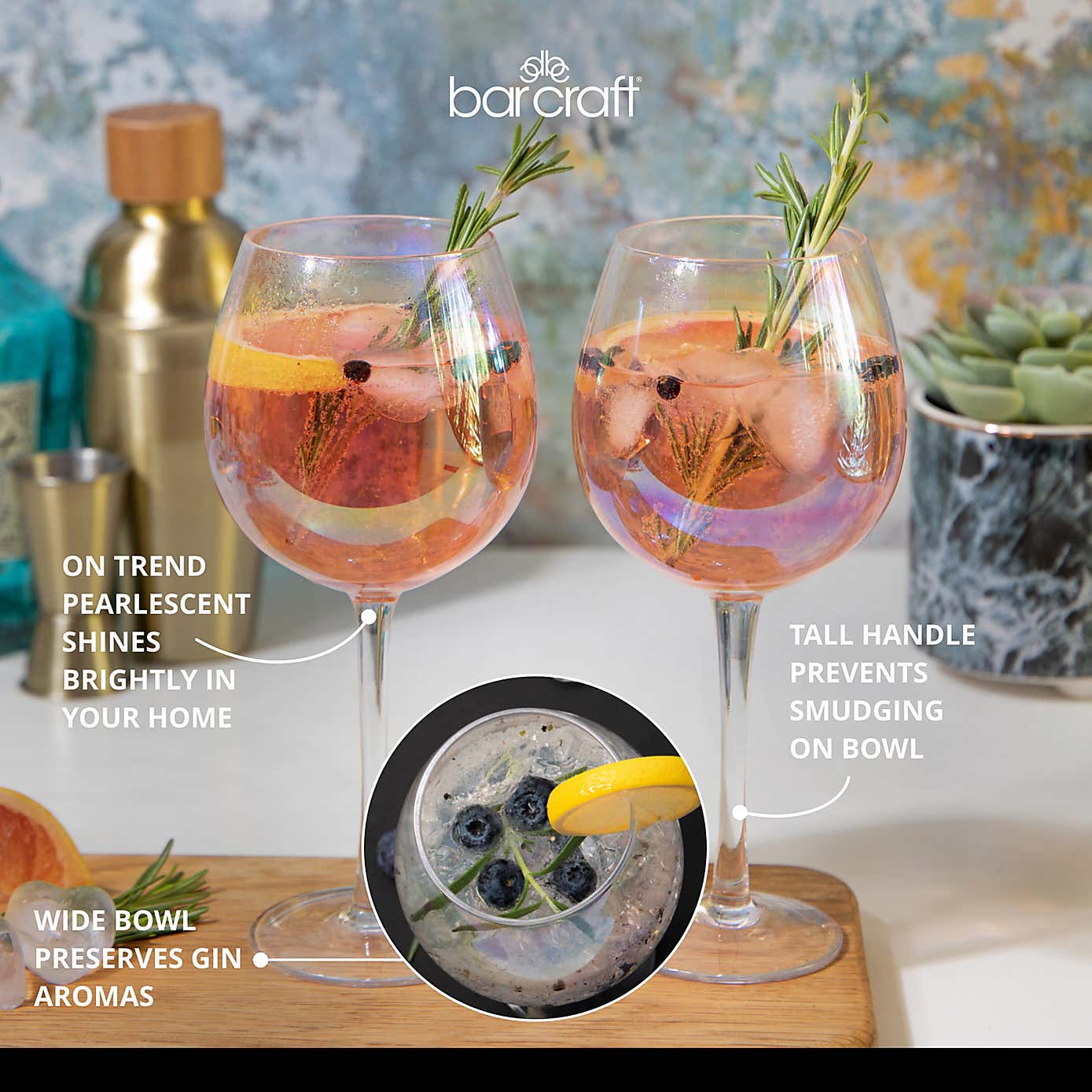 BarCraft Set of 2 Lustre Gin Glasses