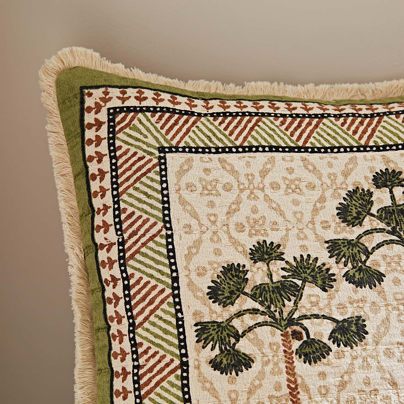 Matalasse Palm Print Cotton Cushion Cover