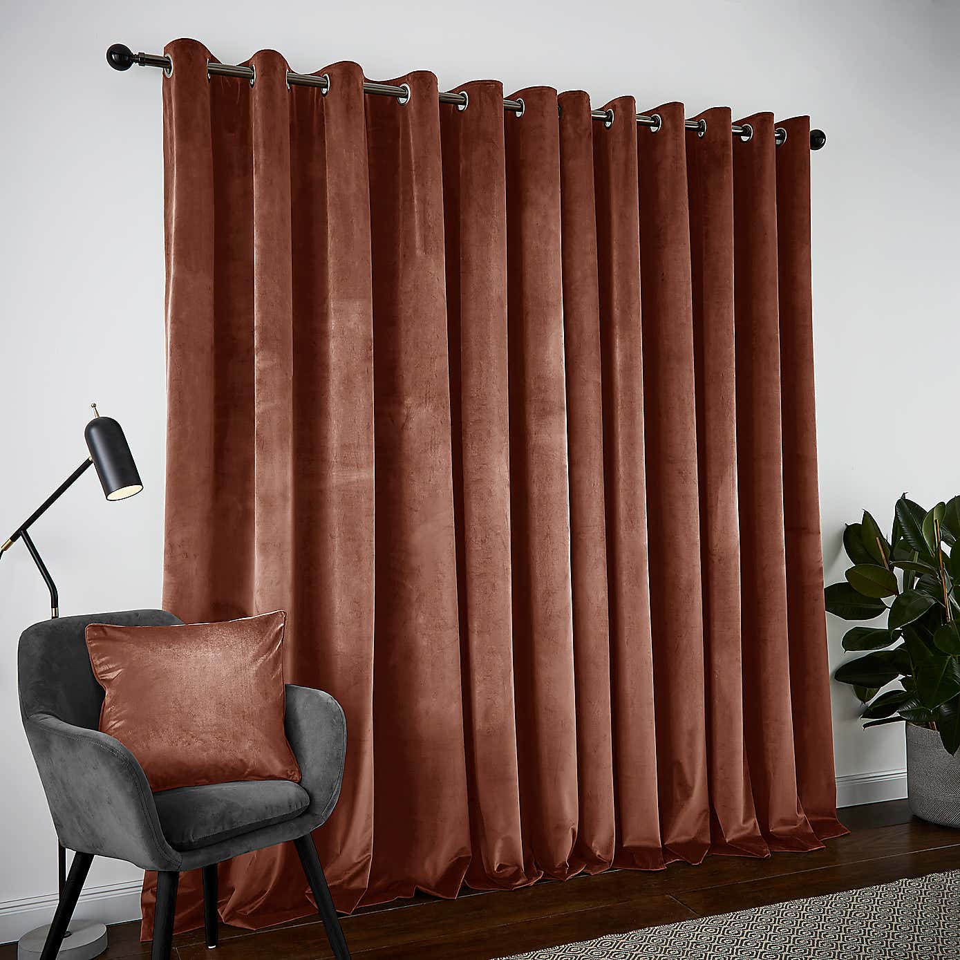 Recycled Velour Eyelet Curtains