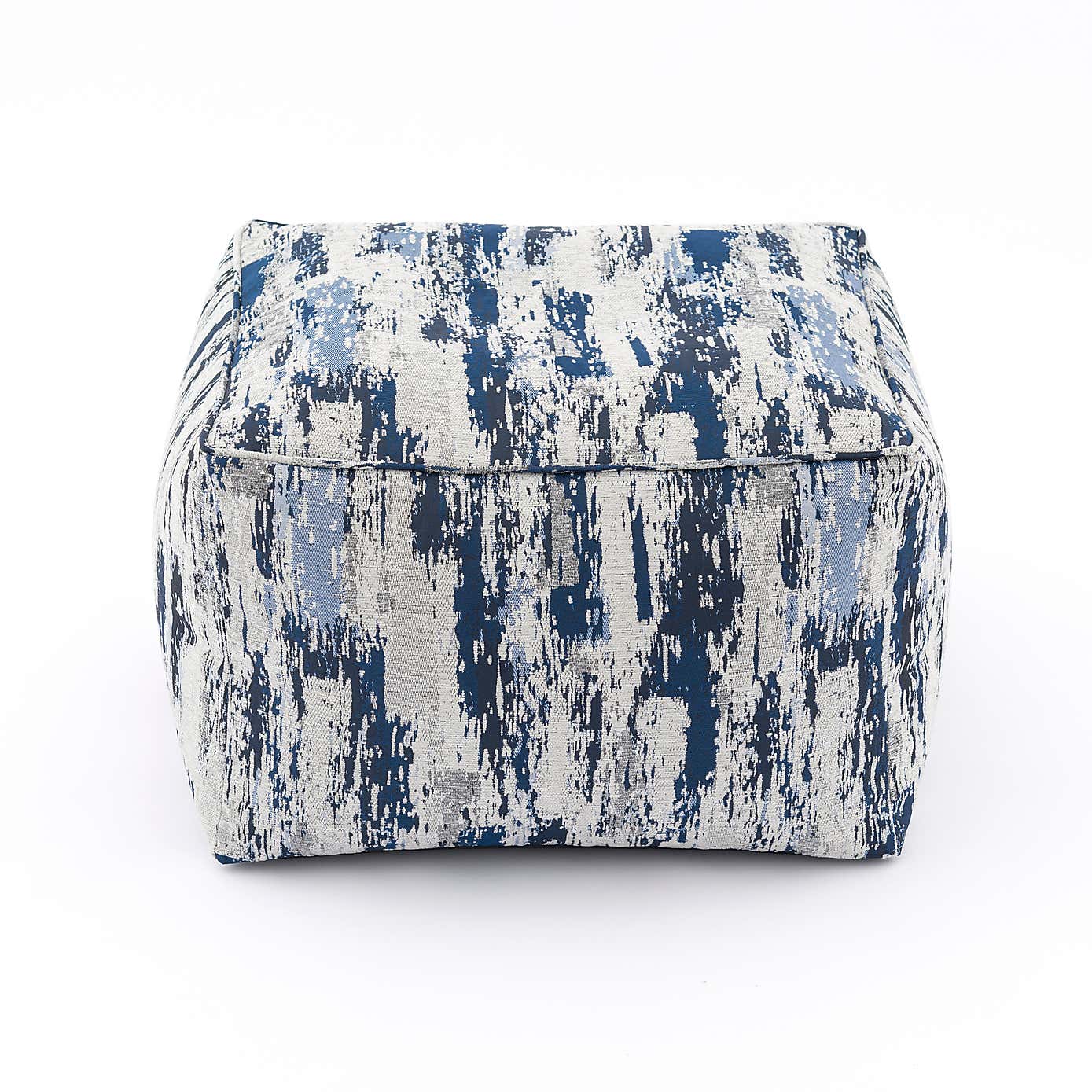 Abstract Global Navy Cube Pouffe