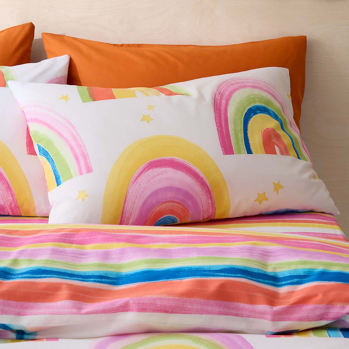 Watercolour Rainbow 100% Cotton Reversible Duvet Cover and Pillowcase Set