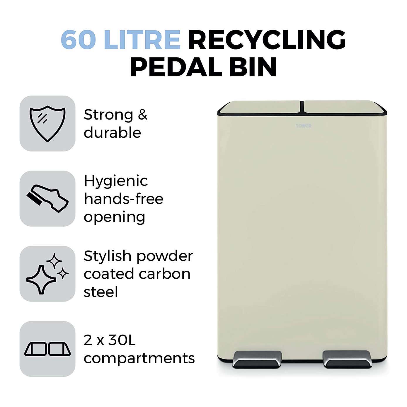 Tower 60L Recycling Pedal Bin