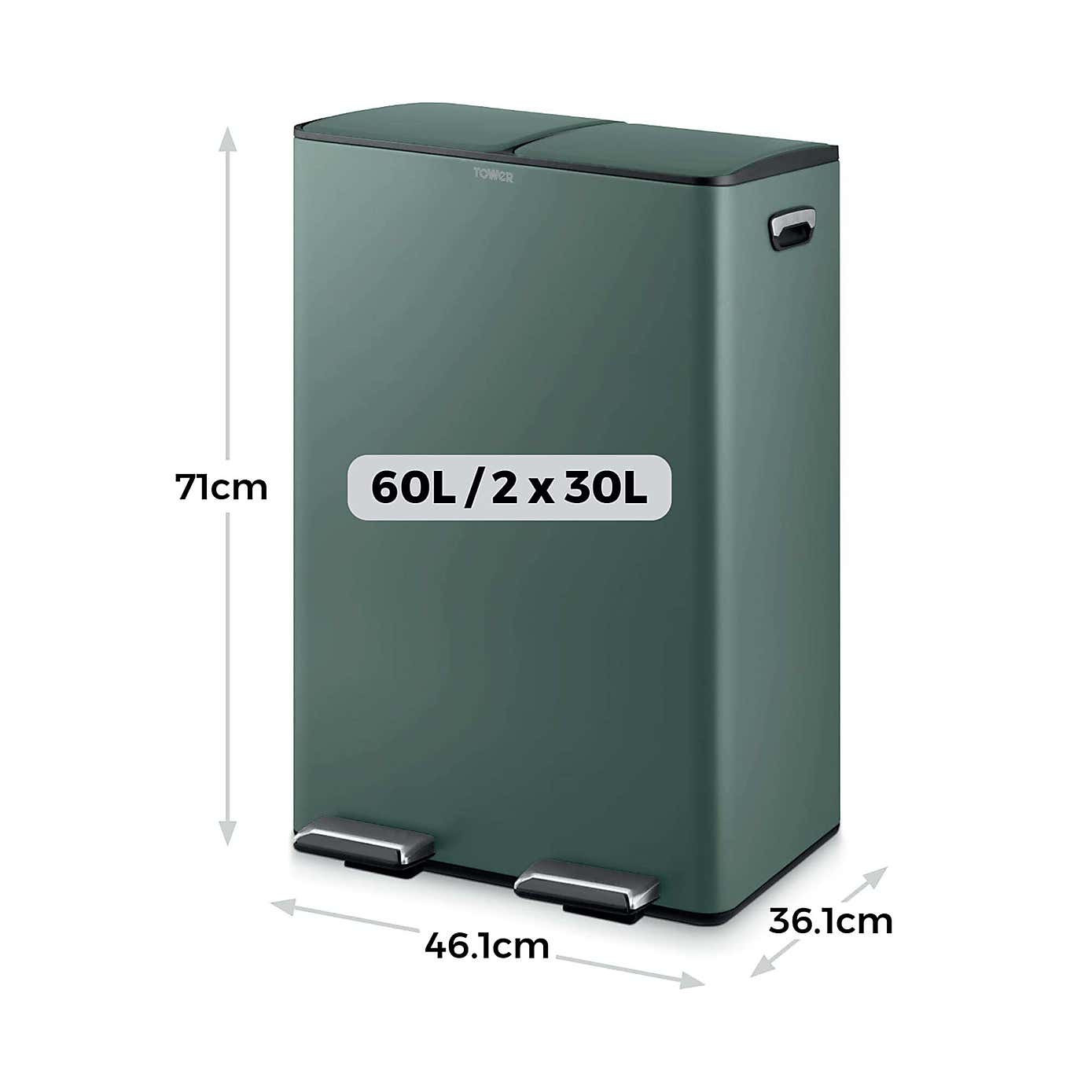 Tower 60L Recycling Pedal Bin