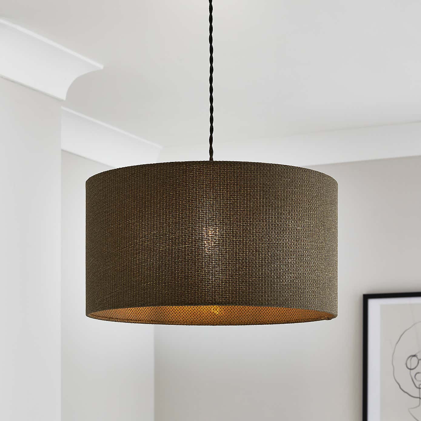 Barkweave Easy Fit Drum Lamp Shade