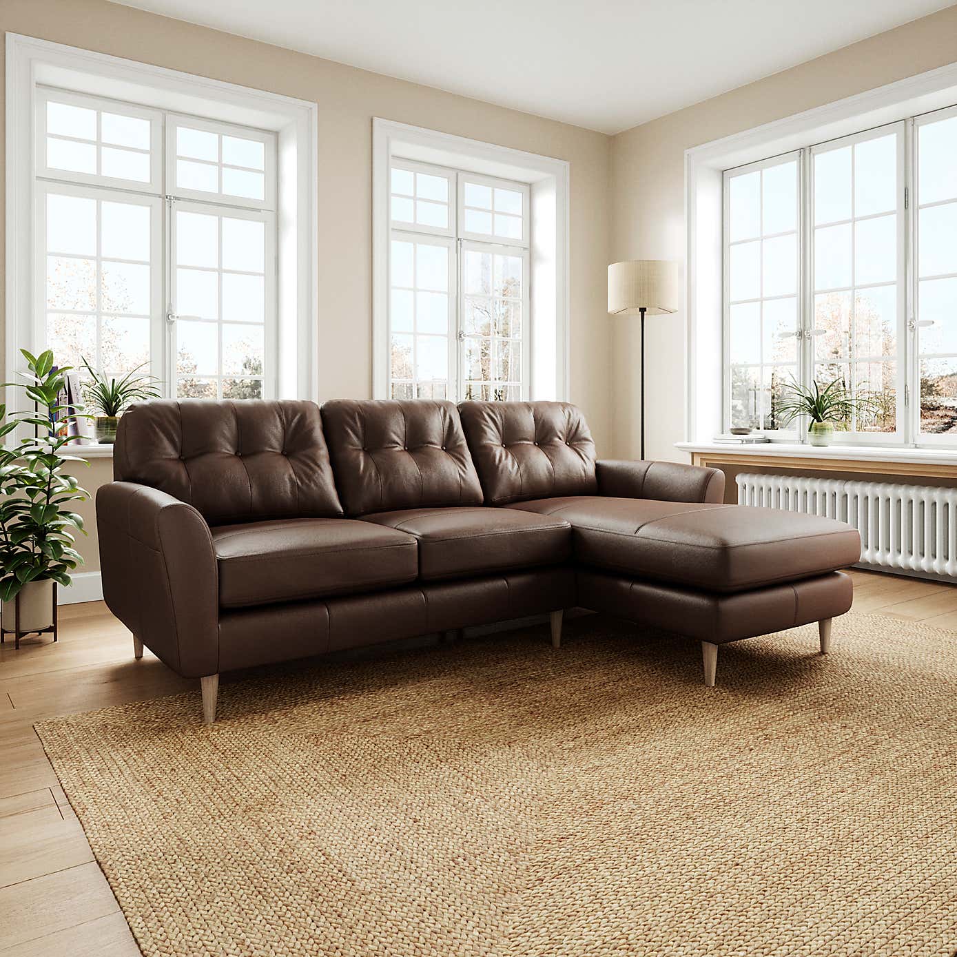 Sven Classic Leather Large Corner Chaise Sofa