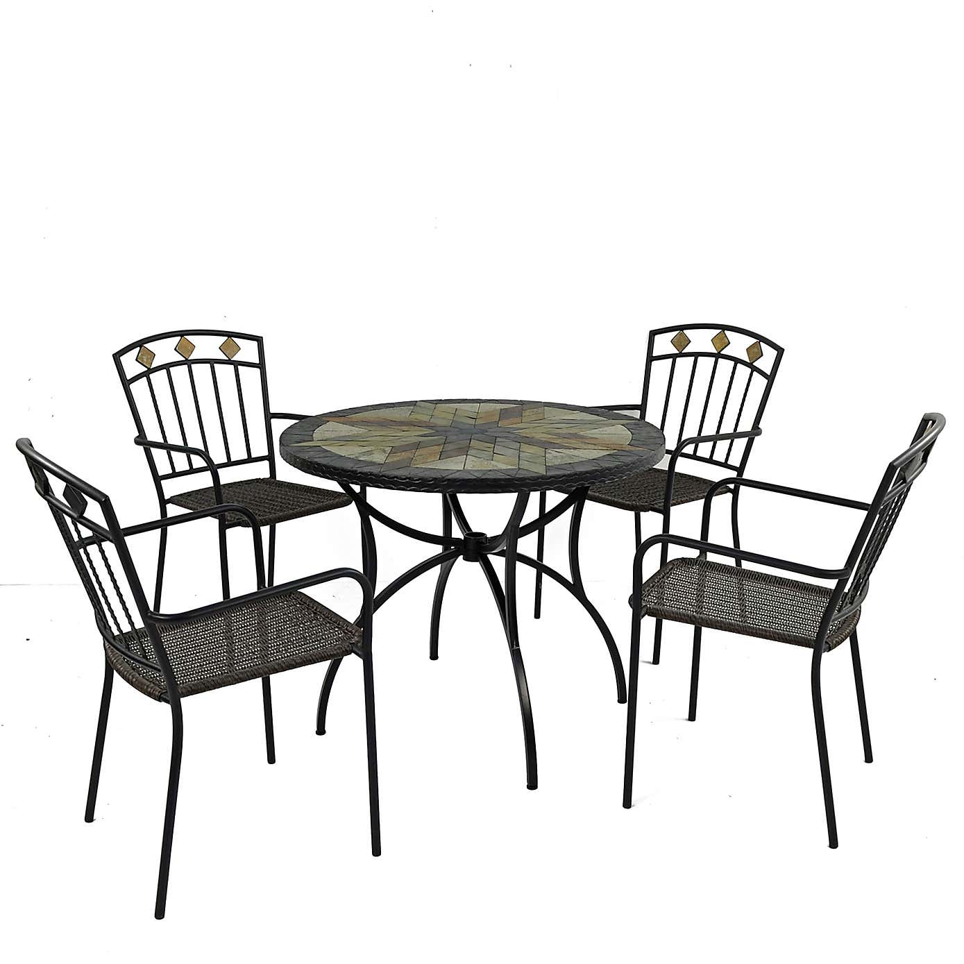Memphis 91cm Patio Table Set with 4 Mayfield Chairs