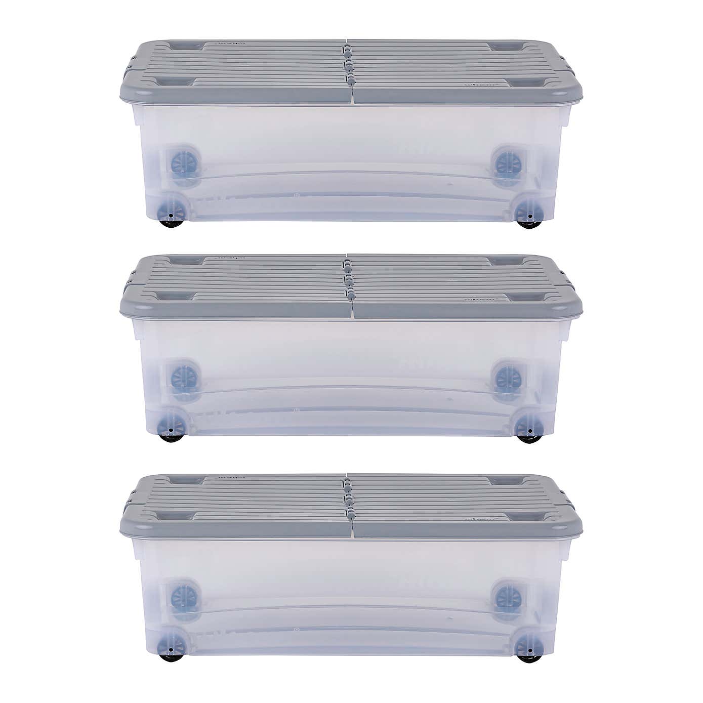 Wham 32L Set of 3 Underbed Storage Box with Wheels & Lid