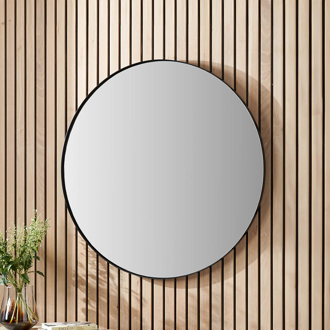 Slim Frame Round Wall Mirror