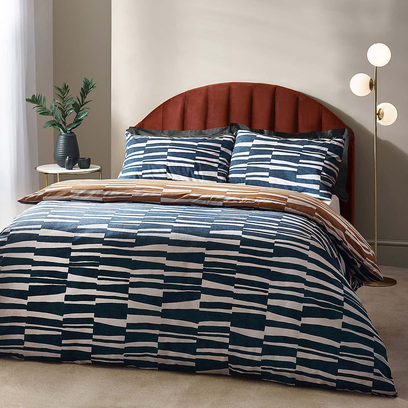 Hoem Piper Cotton Rich Dusk Duvet Cover & Pillowcase Set