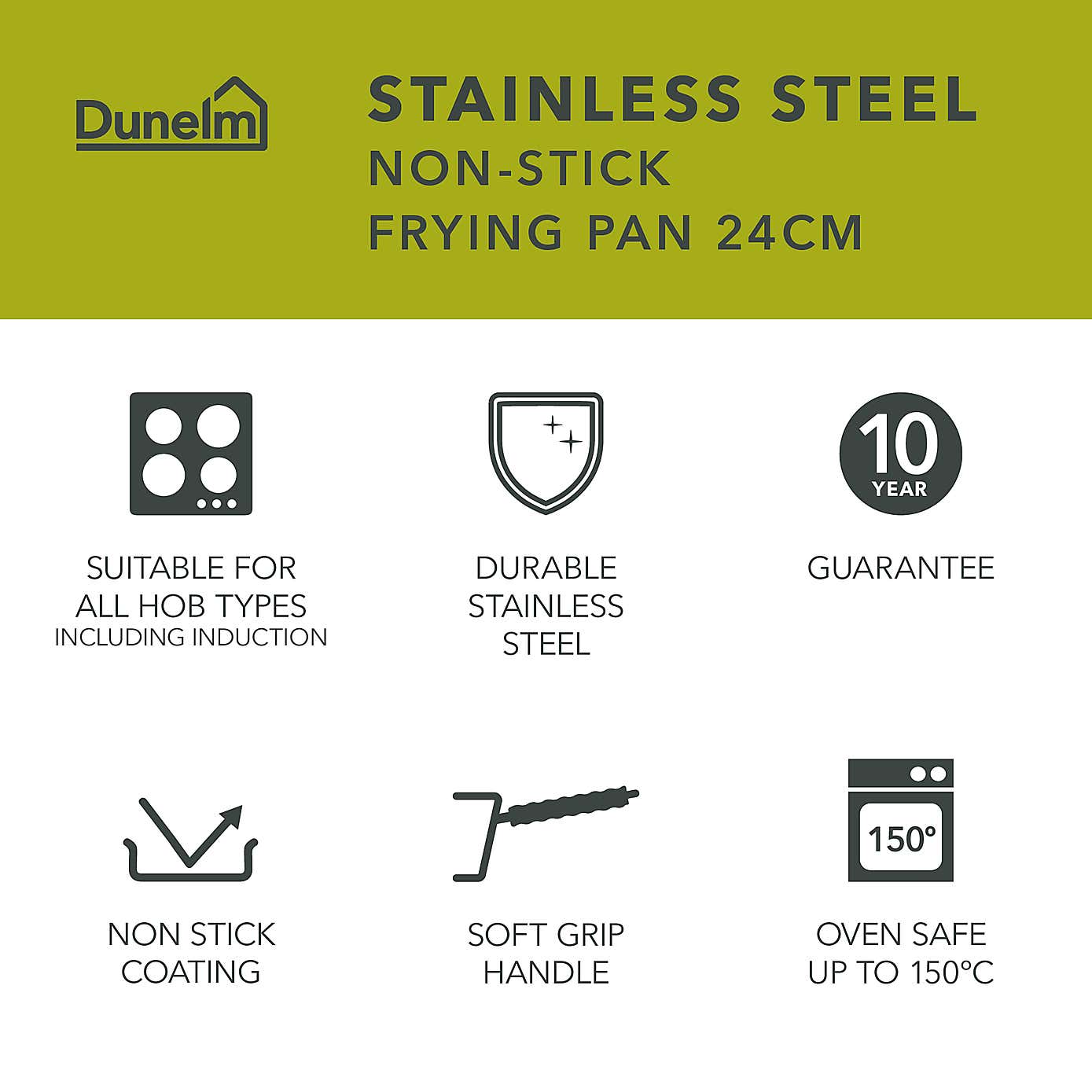 Non-Stick Stainless Steel Frying Pan, 24cm