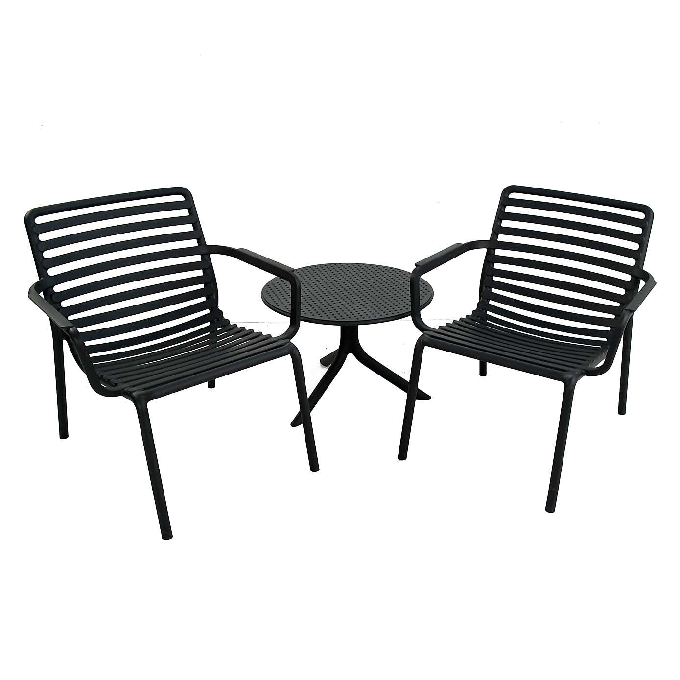 Nardi Step Low Round Table with 2 Doga Relax Chairs