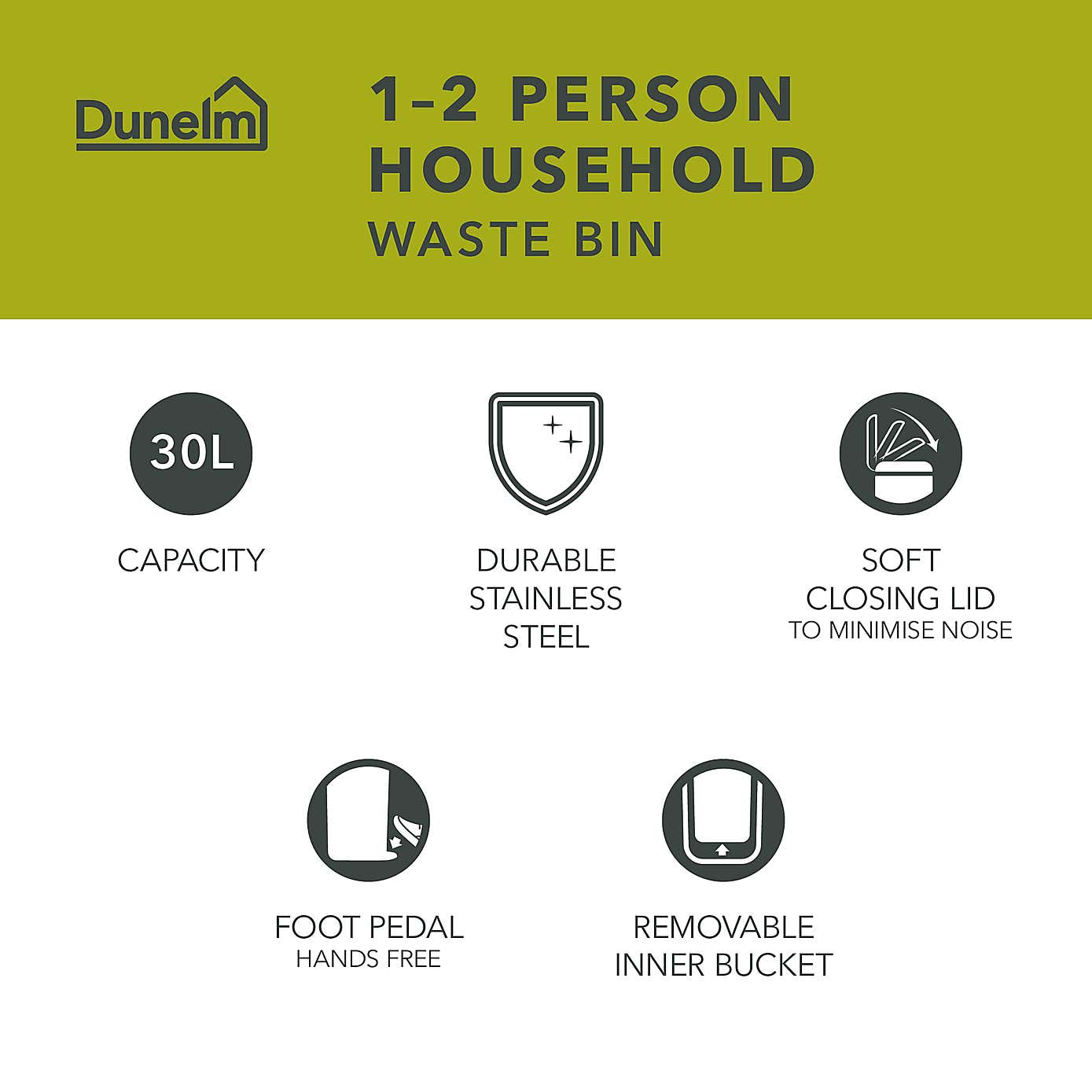 Oval 30 Litre Stainless Steel Pedal Bin