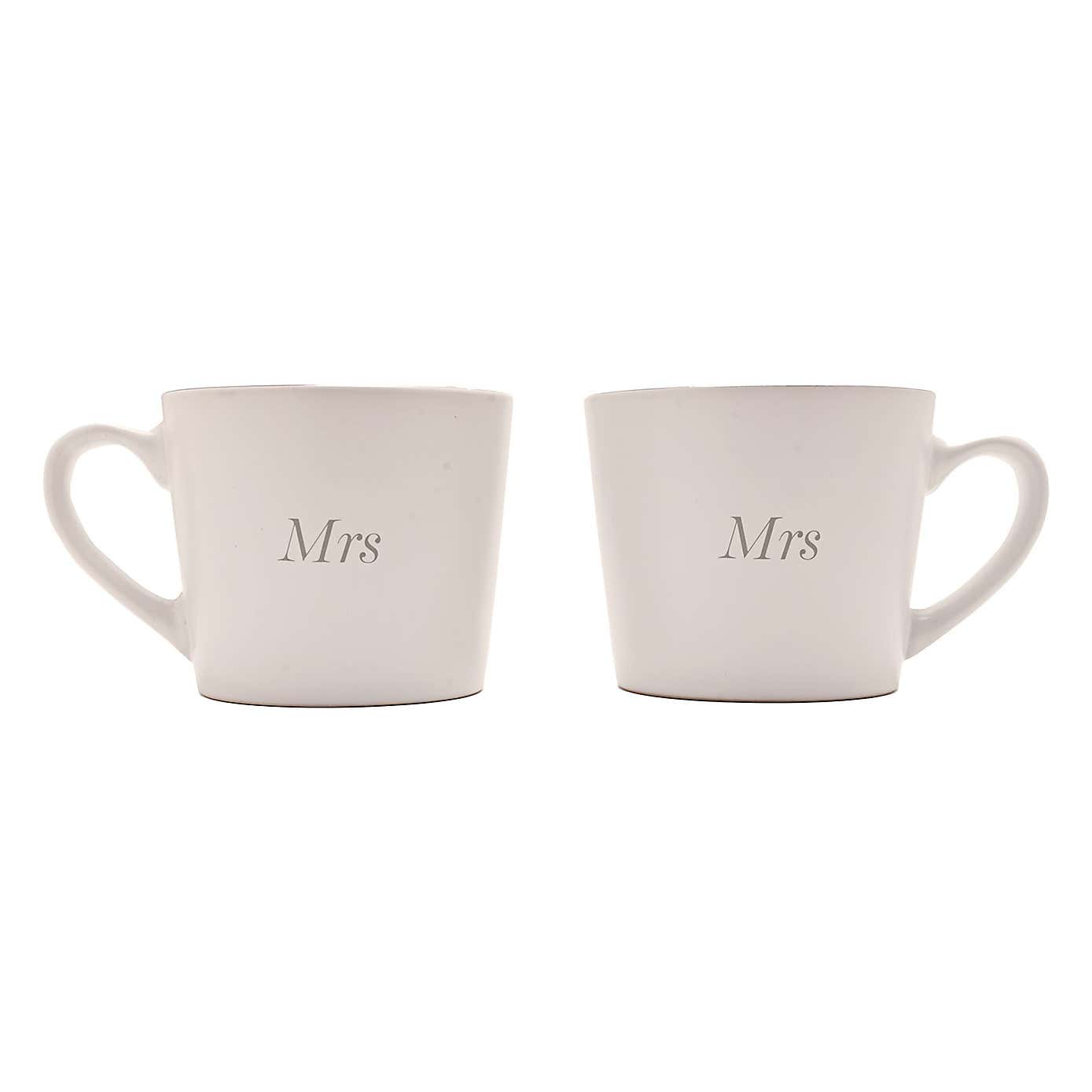 Amore Set of 2 White Mrs & Mrs Mugs