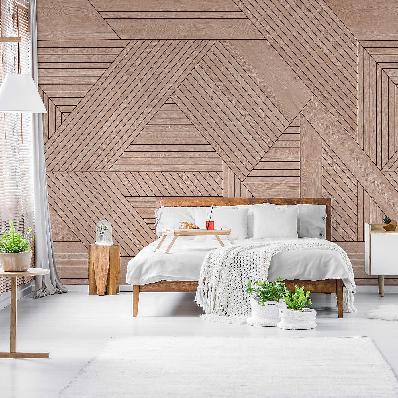 Geometric Wooden Panelling Mural