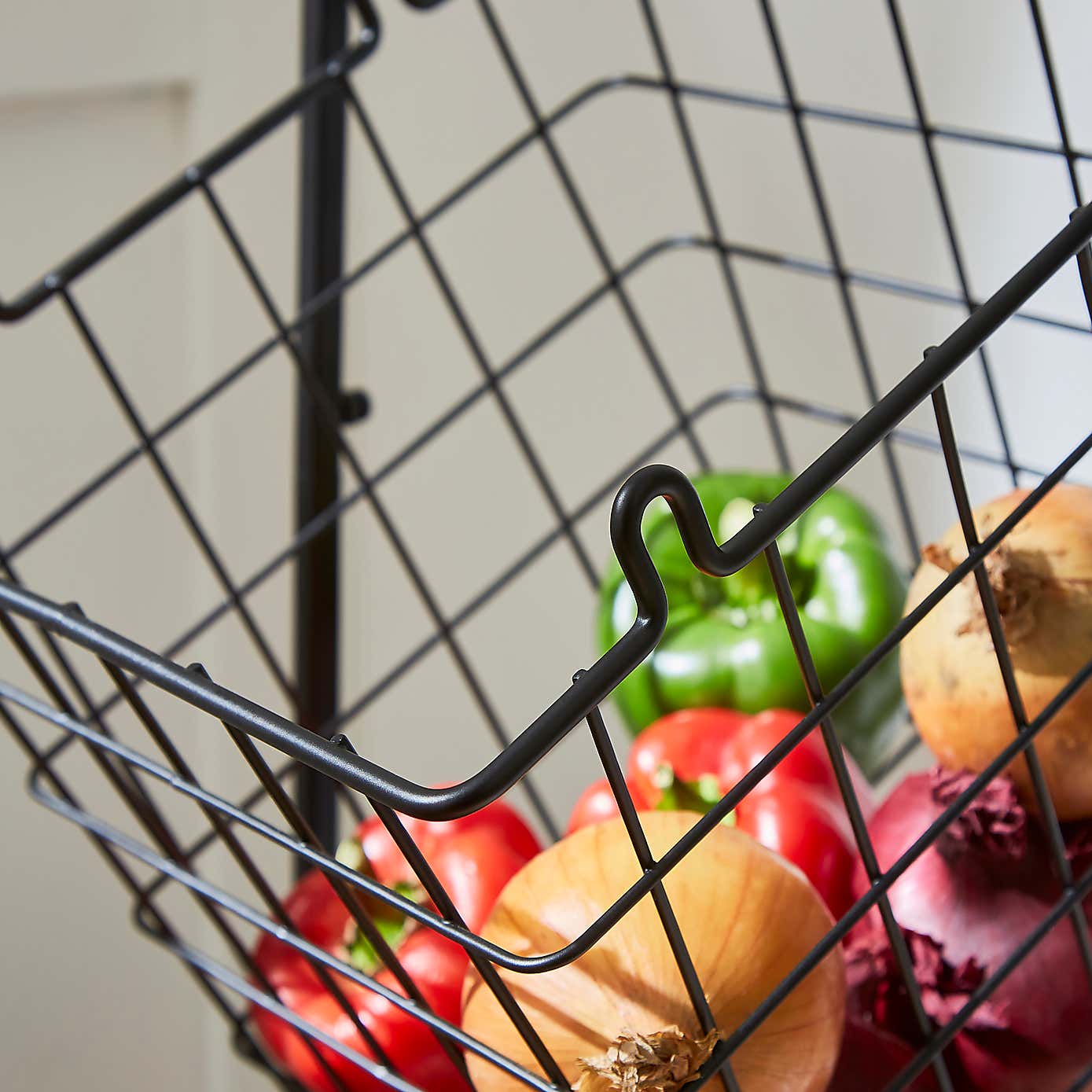 Black Wire 2 Tier Free standing Baskets