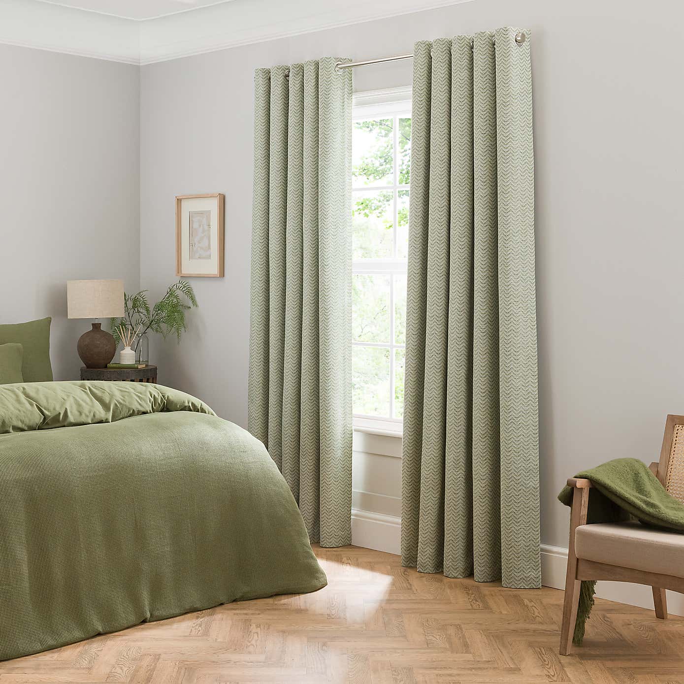 Frankie Herringbone Blackout Eyelet Curtains