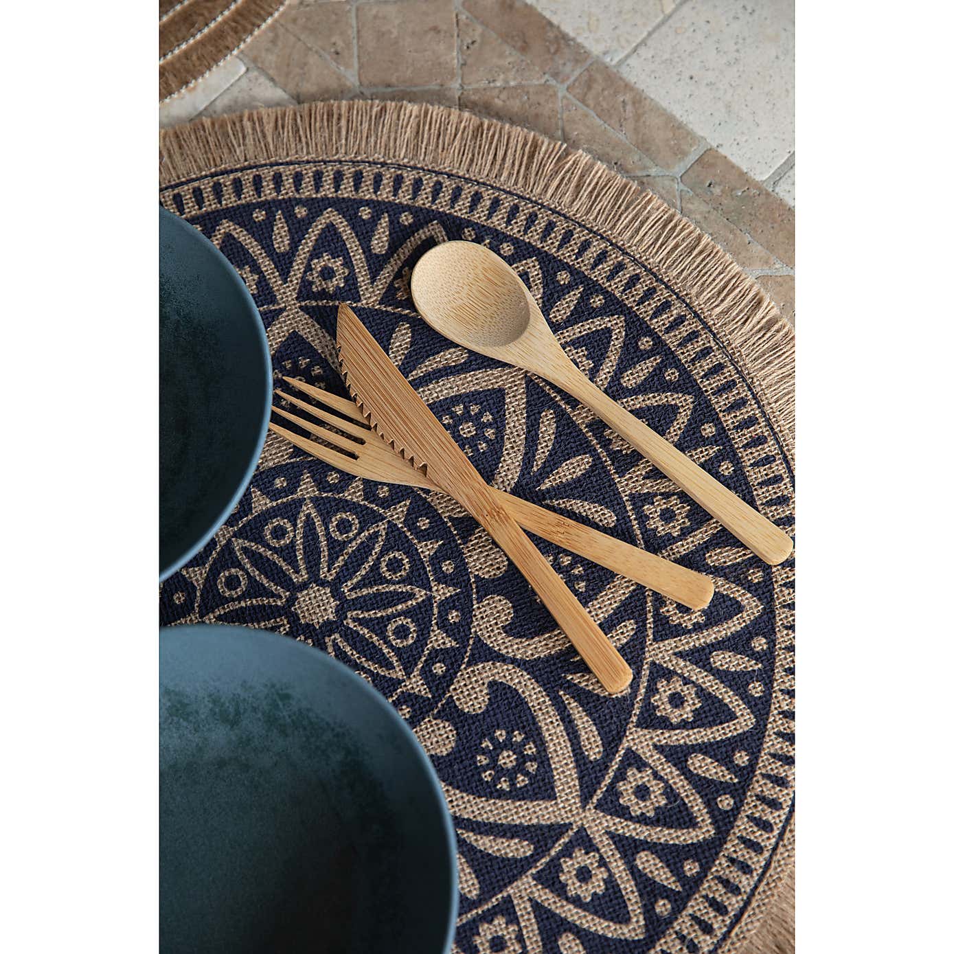 Creative Tops Set of 4 Blue Mandala Patterned Jute Placemats