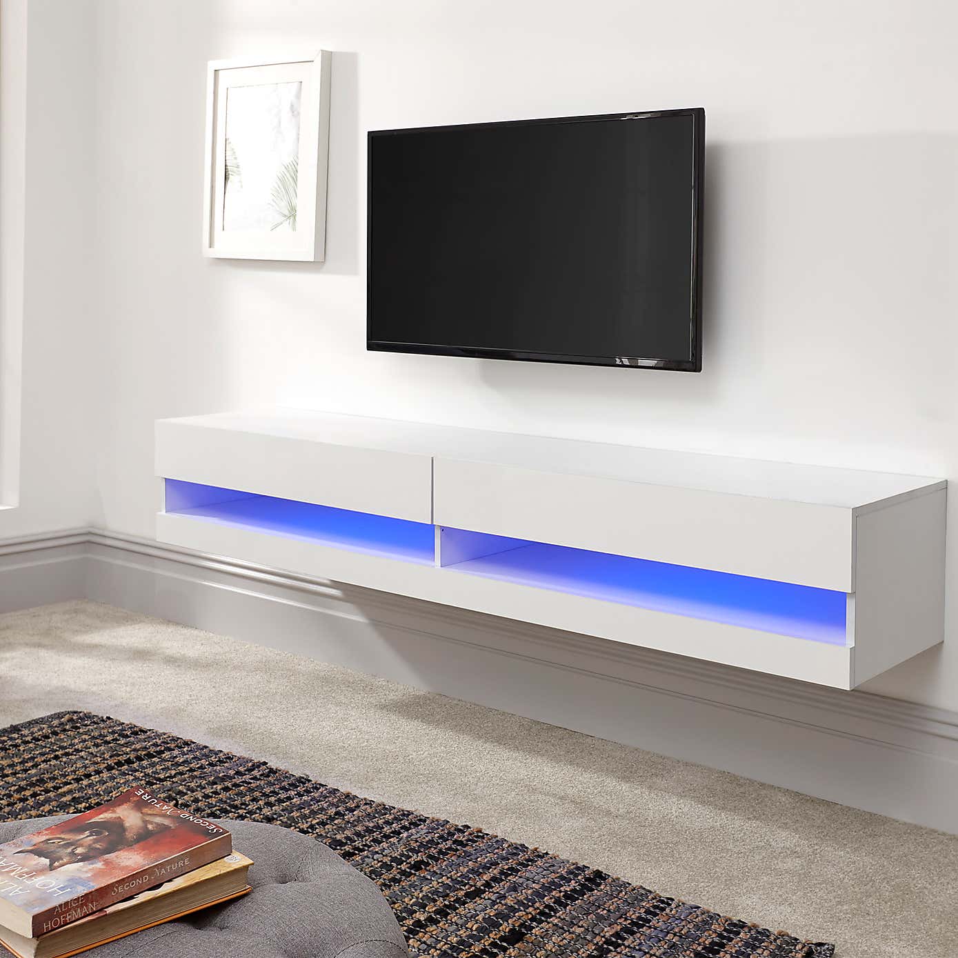 Galicia LED Extra Wide Floating Wall TV Unit for TVs up to 80"