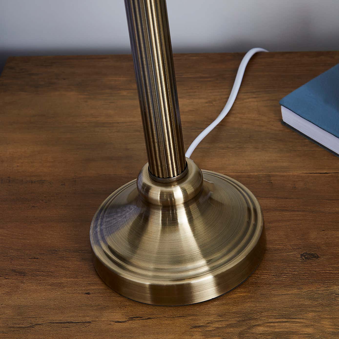 Fluted Candlestick Antique Brass Table Lamp Base