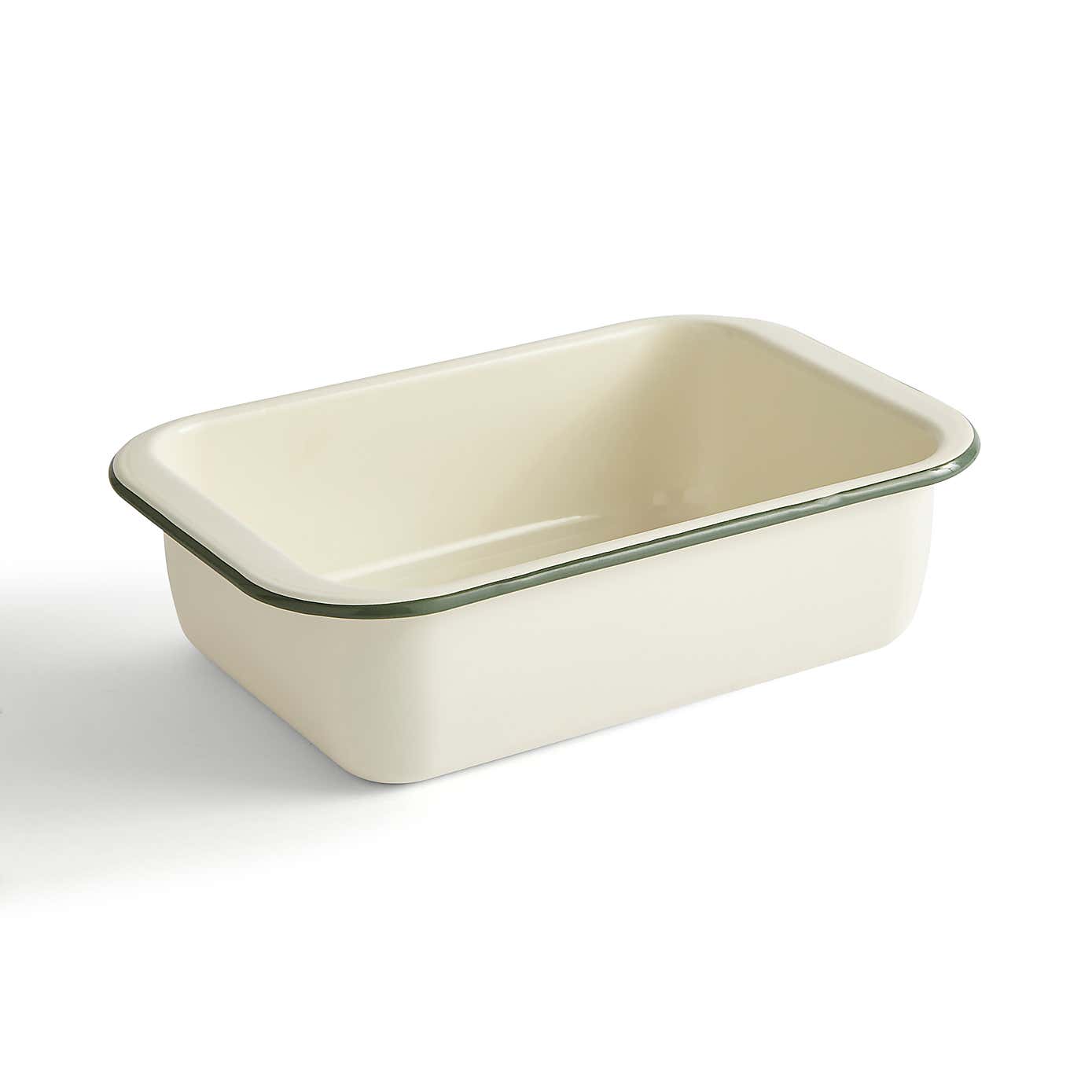 Cream and Sage Enamel Roaster 29cm x 22.7cm