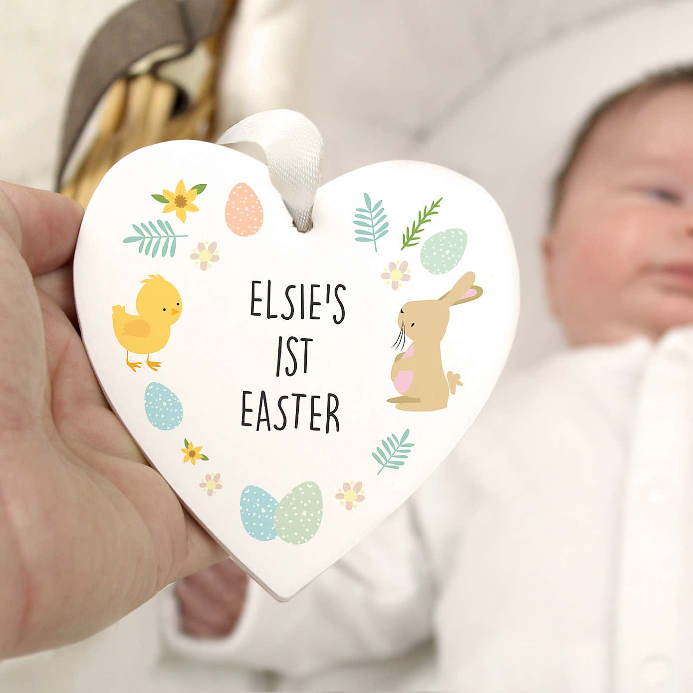 Personalised First Easter Heart Tree Decoration