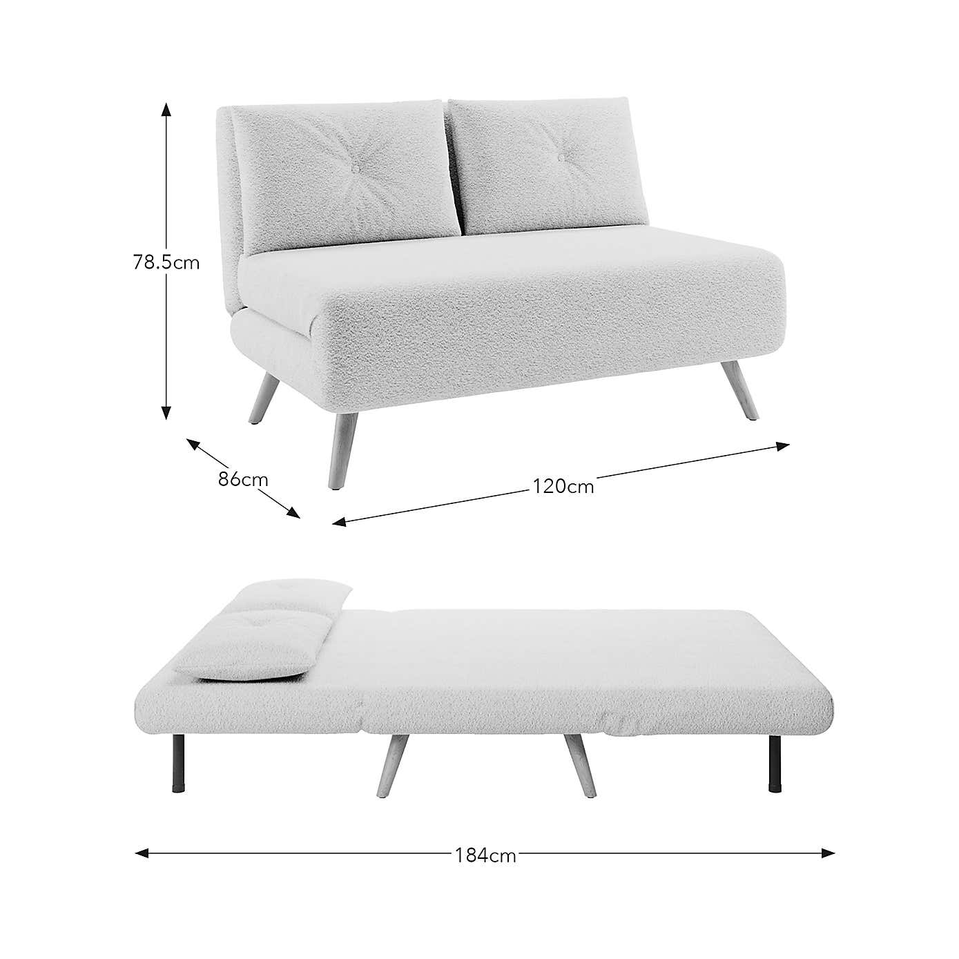 Phoebe Sherpa Small Double Sofa Bed