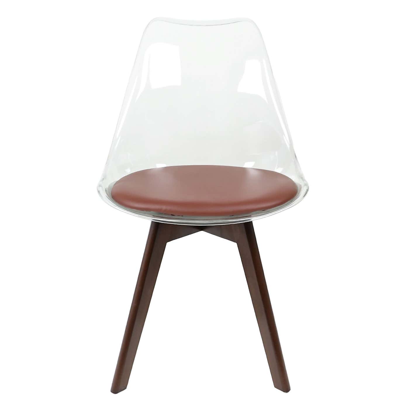 Fusion Living Soho Clear Plastic Dining Chair with Squared Legs