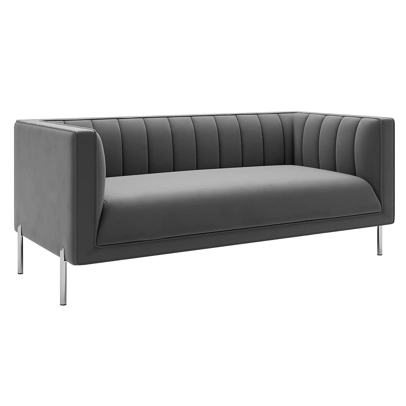 Bellamy Velvet 2 Seater Sofa - Grey