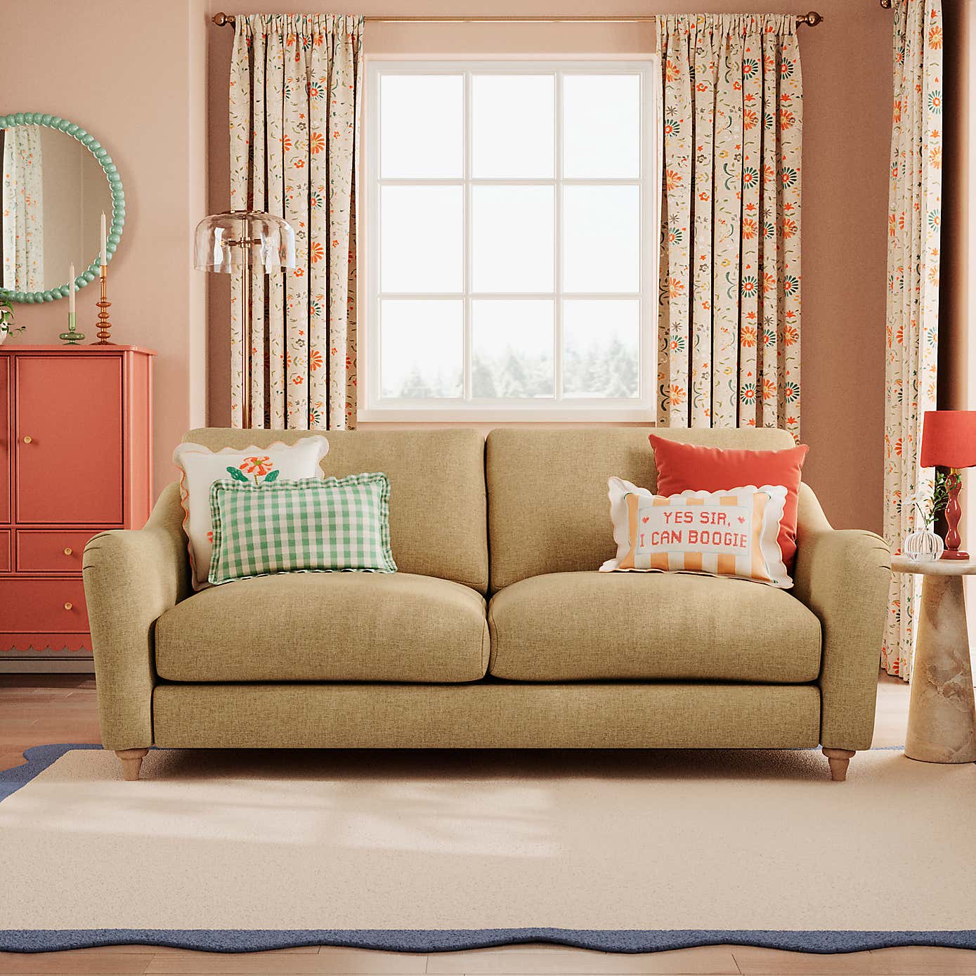 Hattie Slub Faux Linen 3 Seater Sofa