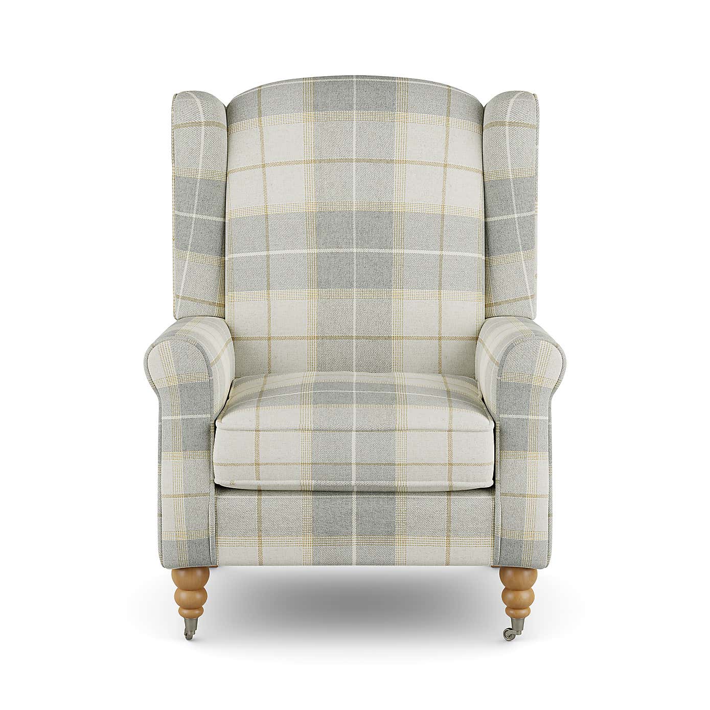 Oswald Grande Check Wingback Armchair