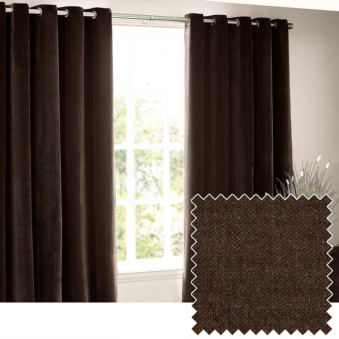 Yard Heavy Chenille Eyelet Curtains