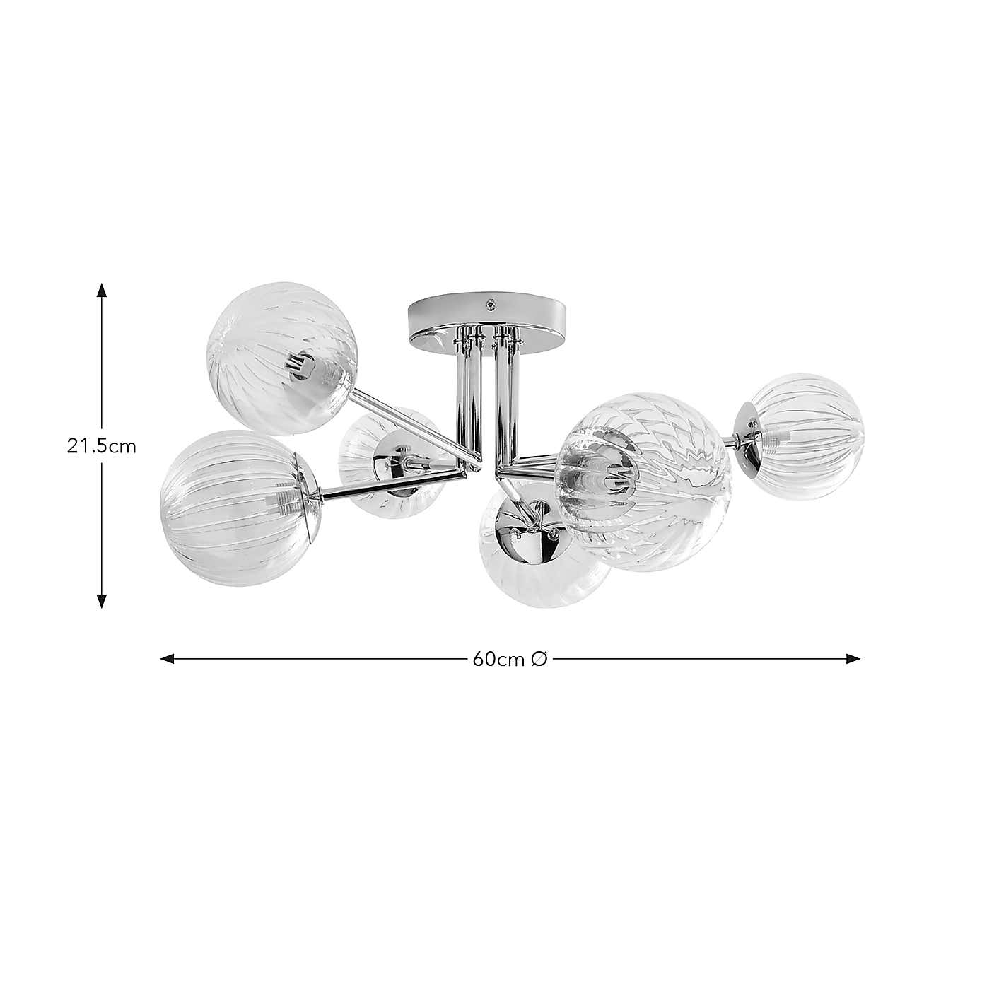 Eli Ribbed 6 Light Semi Flush Ceiling Light