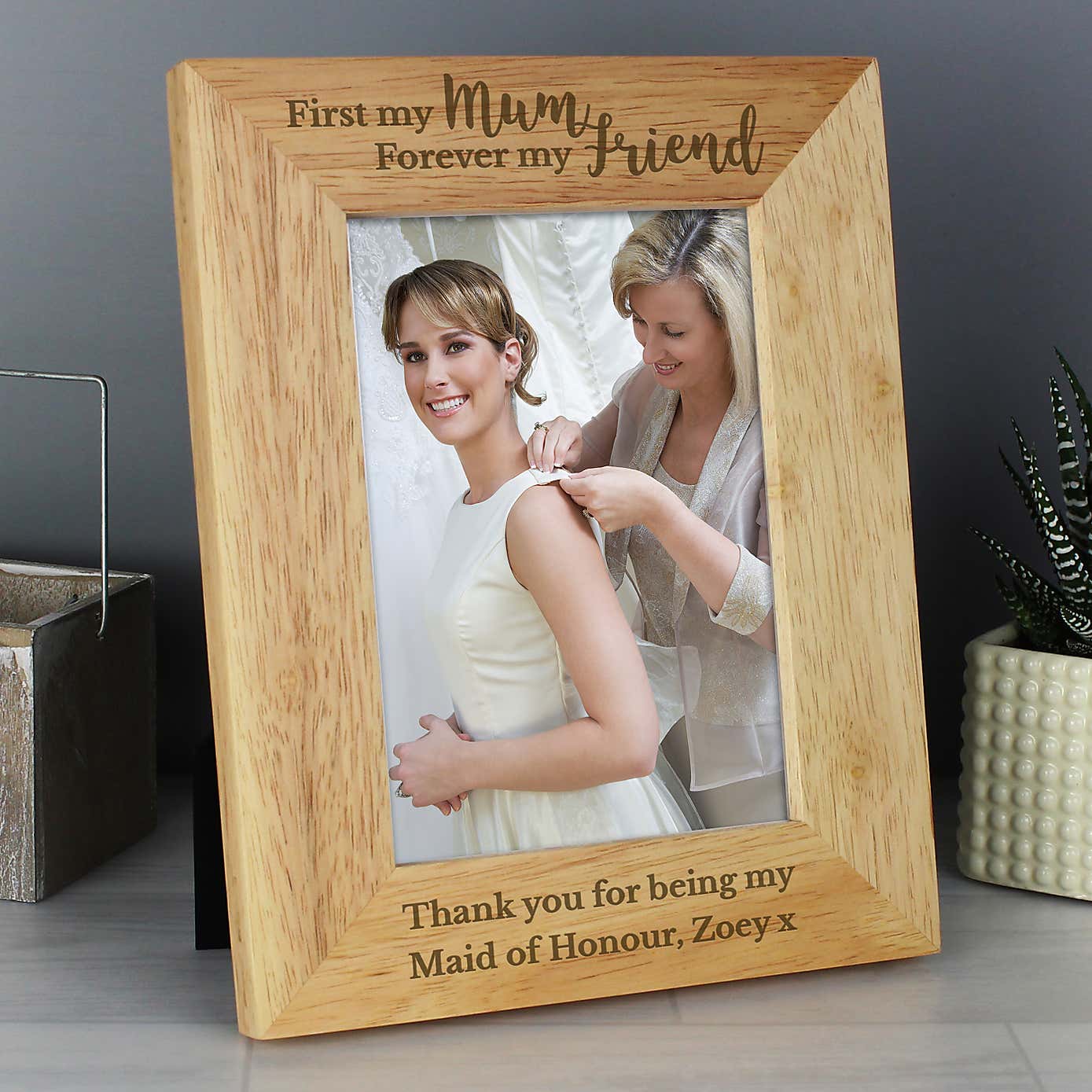 Personalised First My Mum Forever My Friend Light Wood Portrait Photo Frame