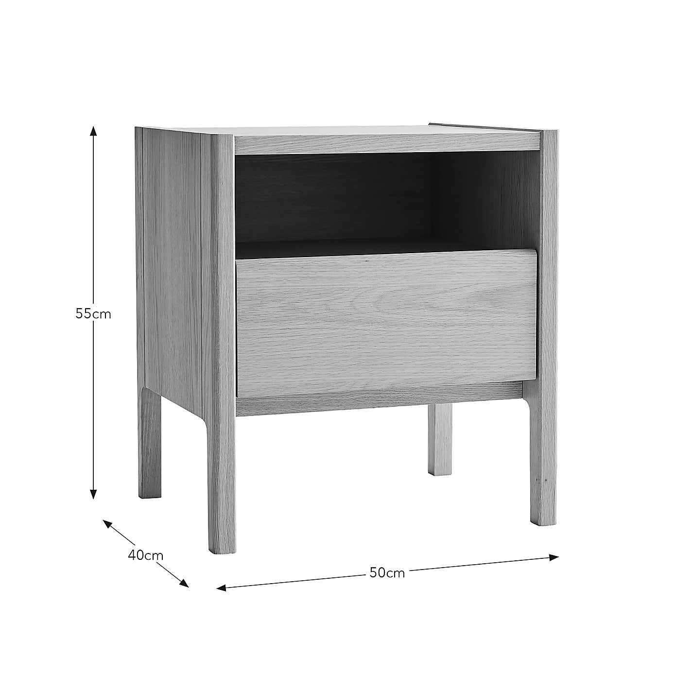 Elements Holmes Compact Bedside Table, Oak
