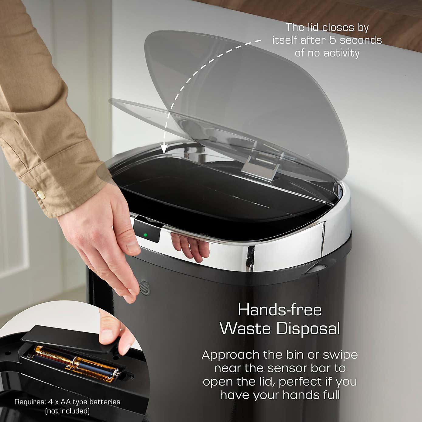 Swan 42L Square Sensor Bin