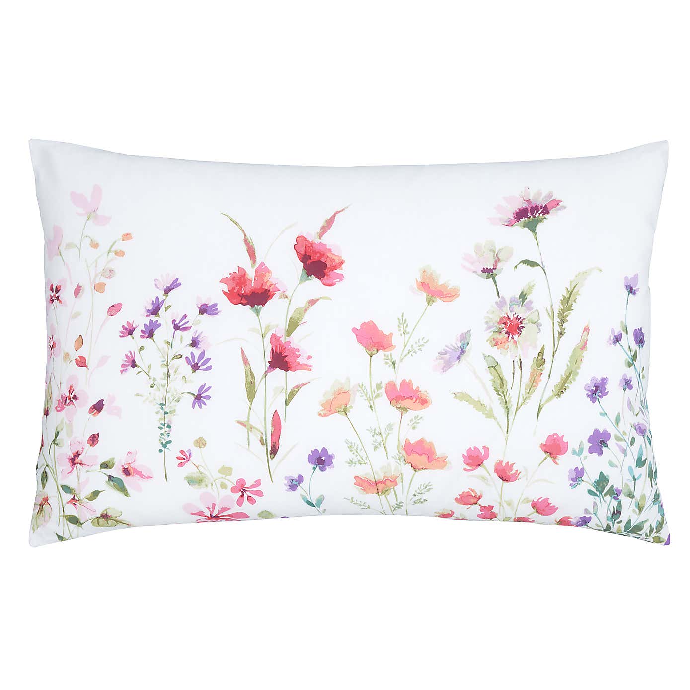 Watercoloured Floral Pink Oxford Pillowcase