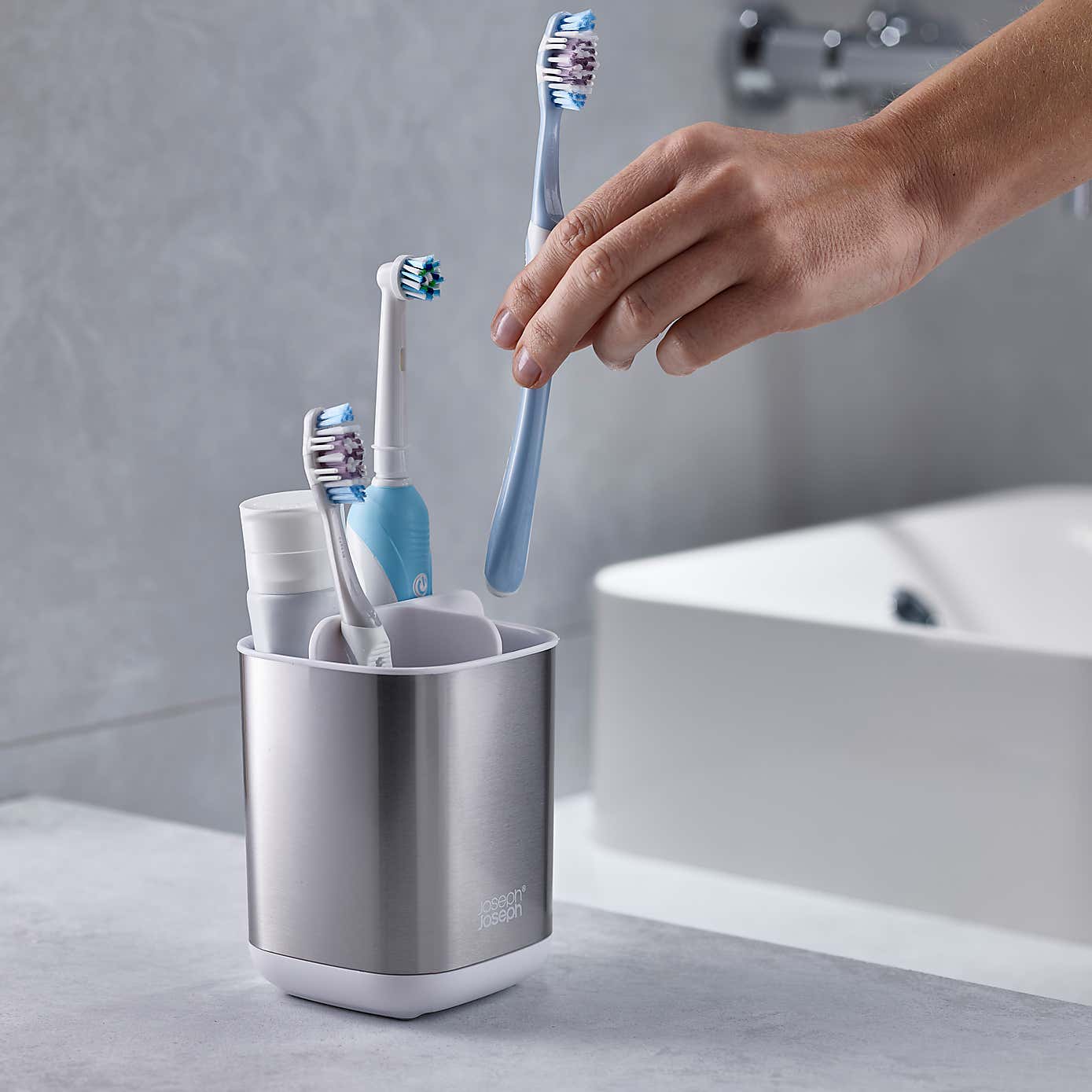 Joseph Joseph EasyStore White Steel Toothbrush Caddy