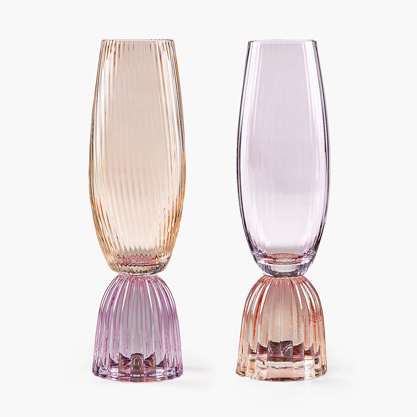 Set of 2 Florence Lilac & Apricot Flute Glasses