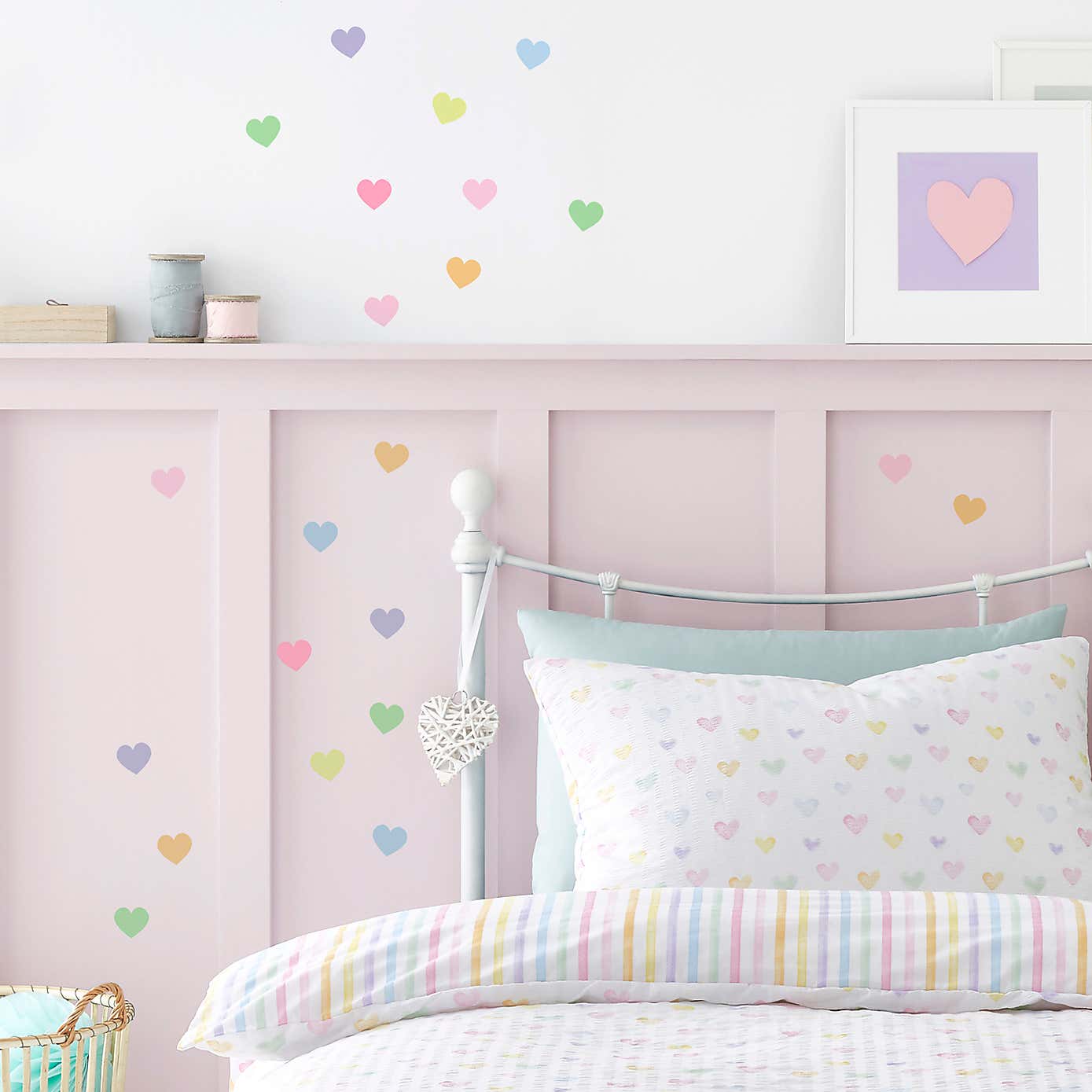 Seersucker Hearts Pastel Wall Stickers
